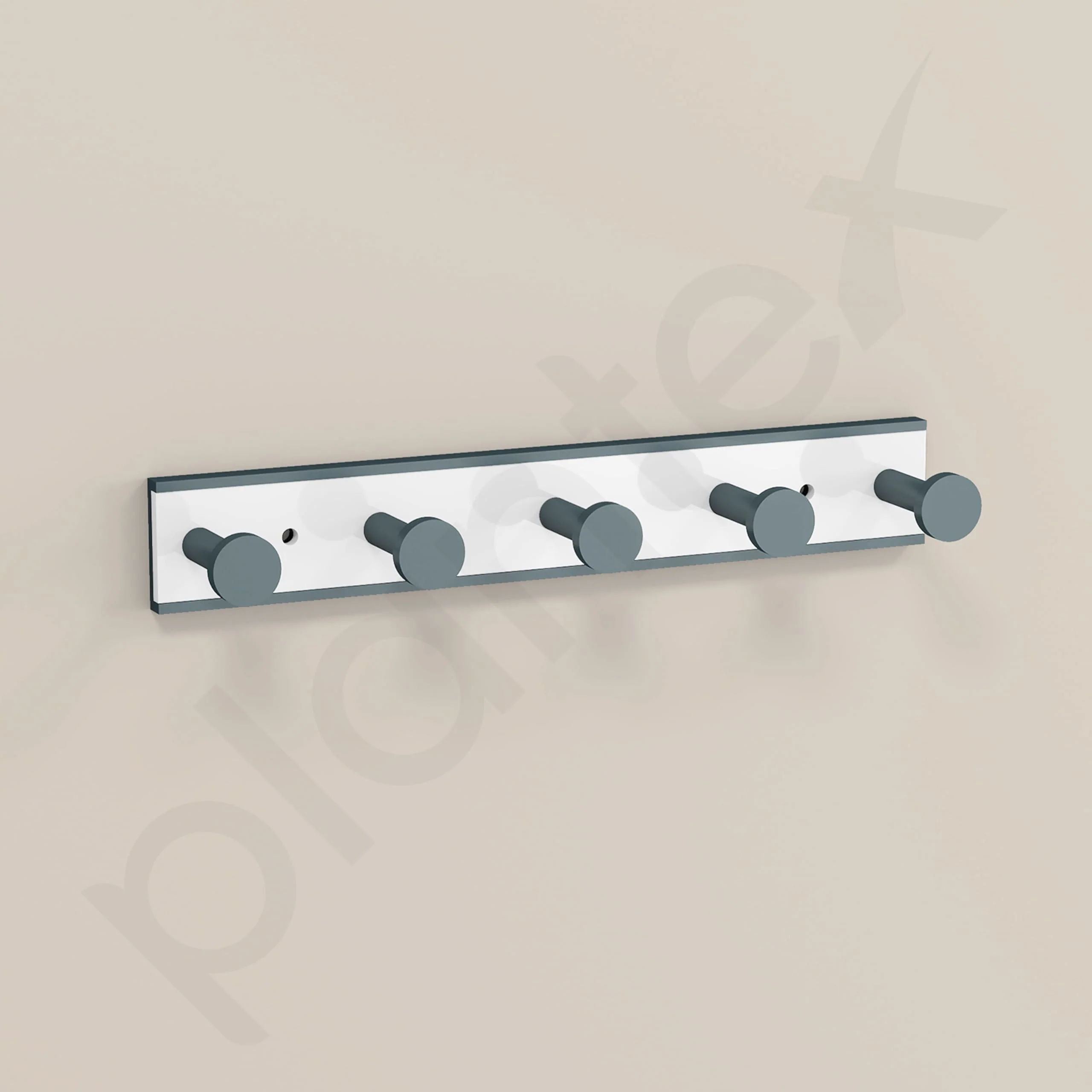 Plantex Cloth Hanger for Bathroom/Acrylic Hook Rail with 5 Hooks/Towel Hanger/Wall Mount Hook Rail Bar for Kitchen/Key Holder (Grey and Milky White) - Image 7