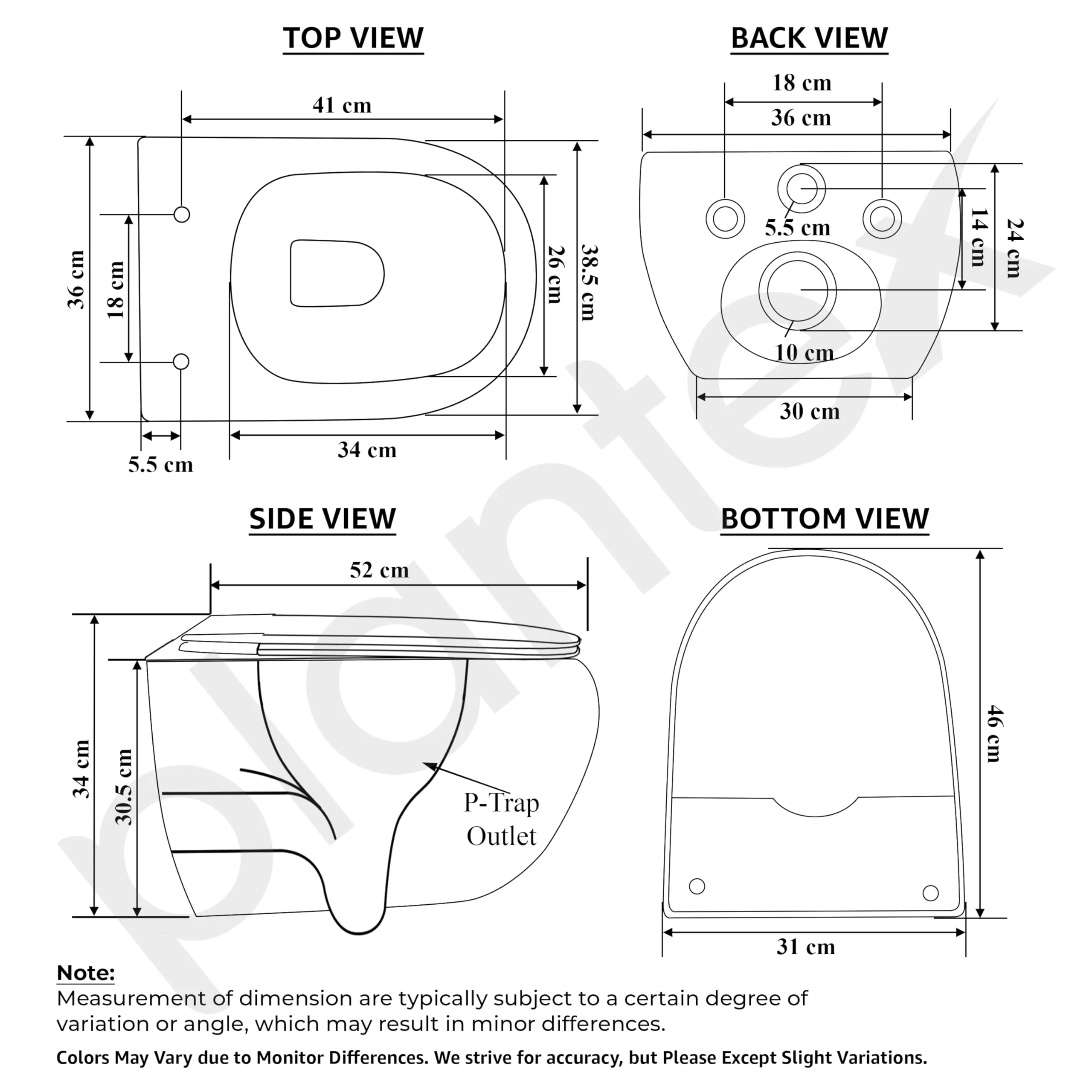 Plantex Commode for Toilet/Ceramic Wall Hung Commode/Rimless Commode with Soft Closing Toilet Seat - P Trap (White) - Image 3