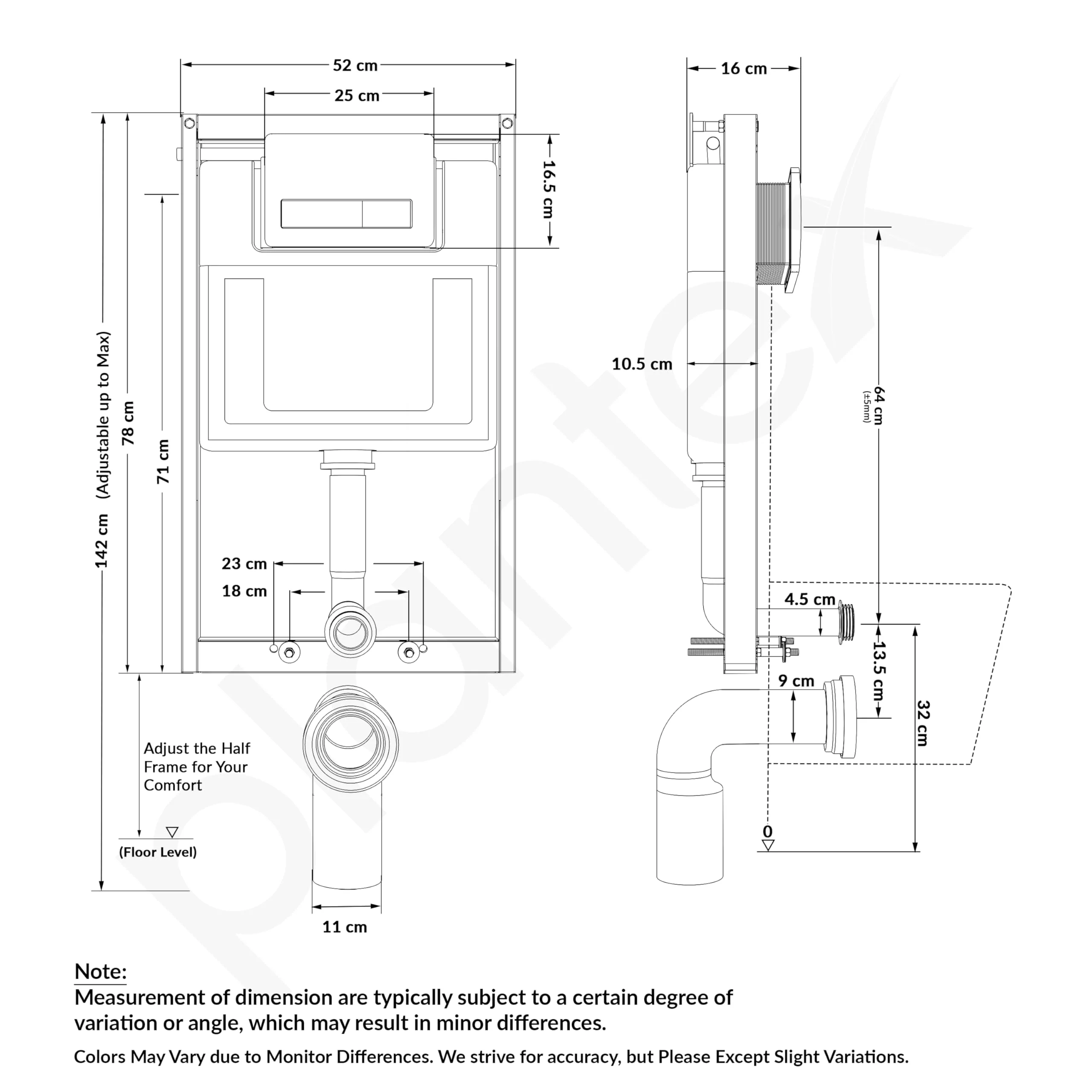 Plantex Concealed Flush for Toilet/8 LTR Water Capacity Flushing Cistern with Half Frame/Slim and Stylish Tank with Flush Plate/Concealed Cistern (Pack of 1) - Image 3