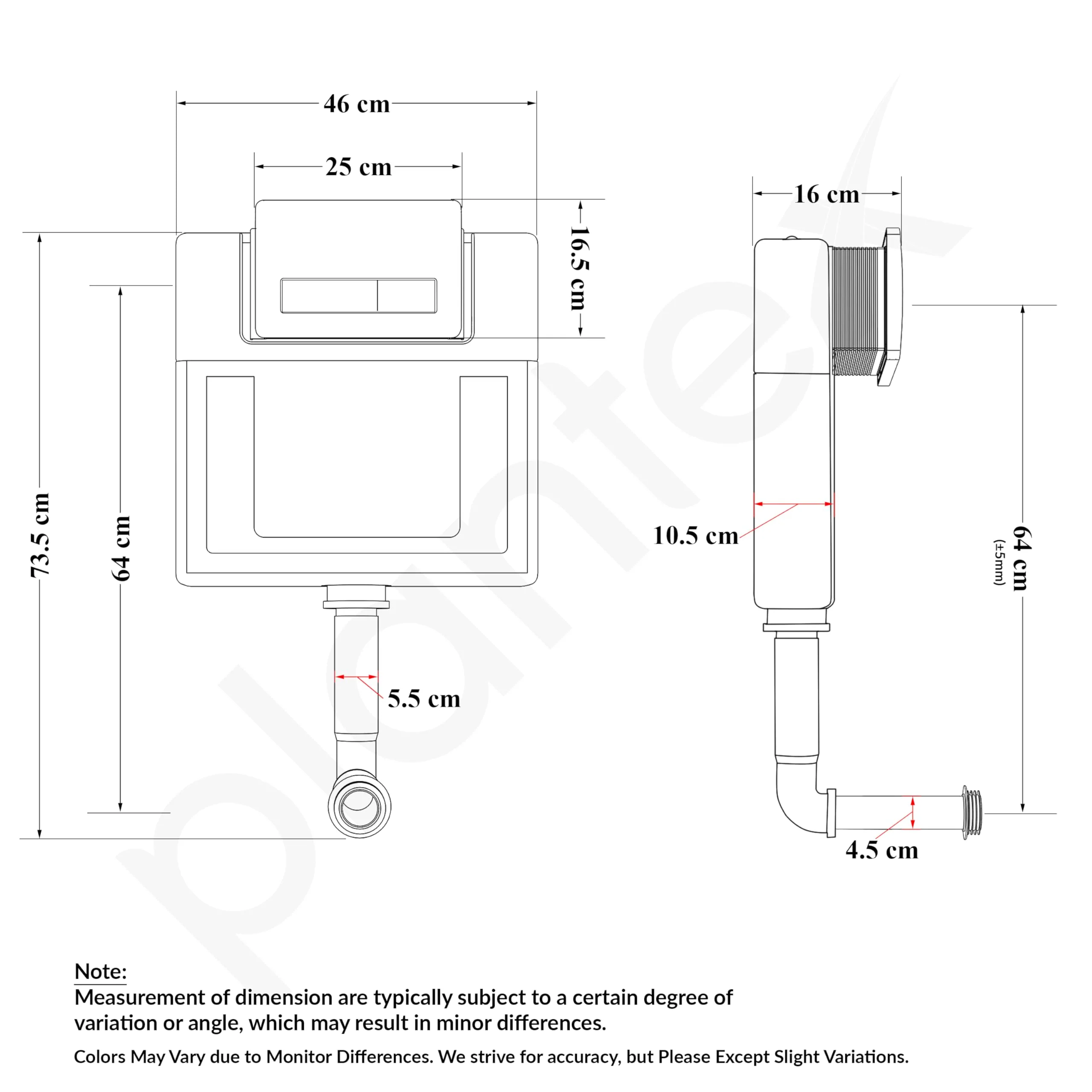 Plantex Concealed Tank for Commode/Cistern Flush Tank for Toilet with 8 LTR Capacity/Flushing Cistern Tank/Slim and Stylish Dual Flush Tank with All Internal Accessories - Pack of 1 (White) - Image 3