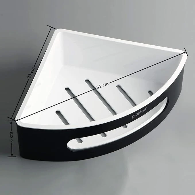 Plantex Corner Shelf for Bathroom/304 Grade Stainless Steel with ABS Shelf for Wall/Bathroom Organizer/Bathroom Accessories - Pack of 2 (9 x 9 Inch, Black and White) - Image 3