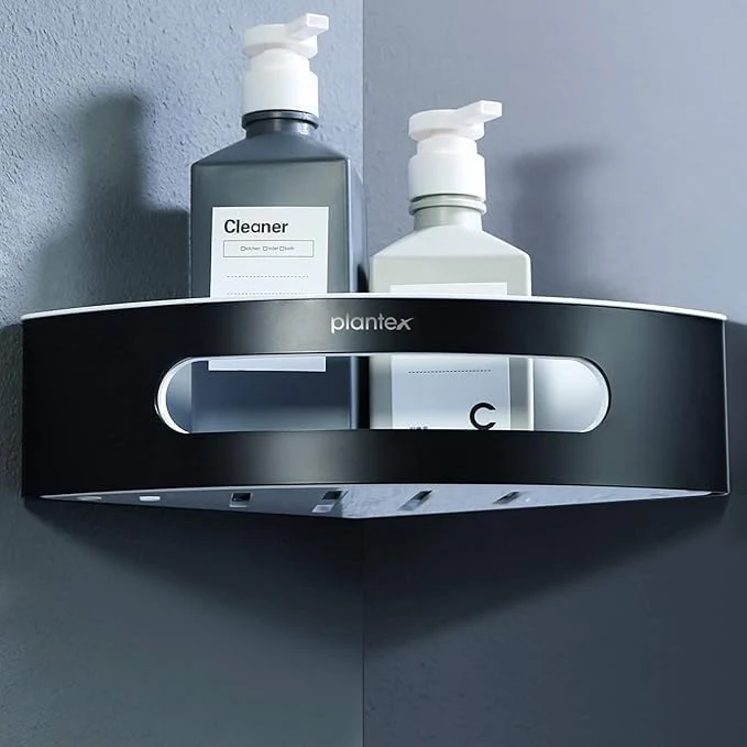 Plantex Corner Shelf for Bathroom/304 Grade Stainless Steel with ABS Shelf for Wall/Bathroom Organizer/Bathroom Accessories - Pack of 2 (9 x 9 Inch, Black and White) - Image 5
