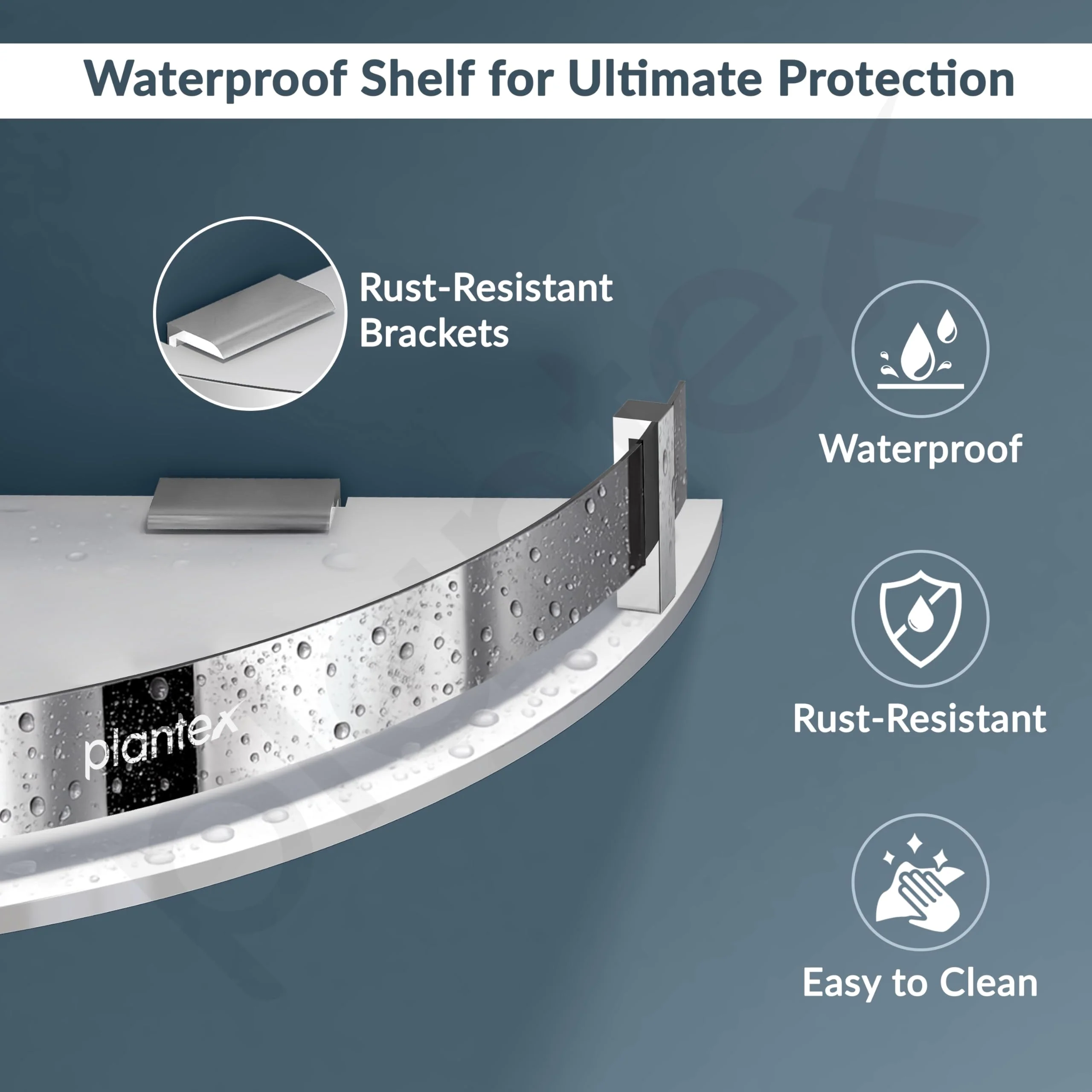 Plantex Corner Shelf for Bathroom Acrylic/Wall Mounted Storage Shelf with Stainless Steel Railings/Bathroom Accessories (White, 12x12 Inches) - Image 2