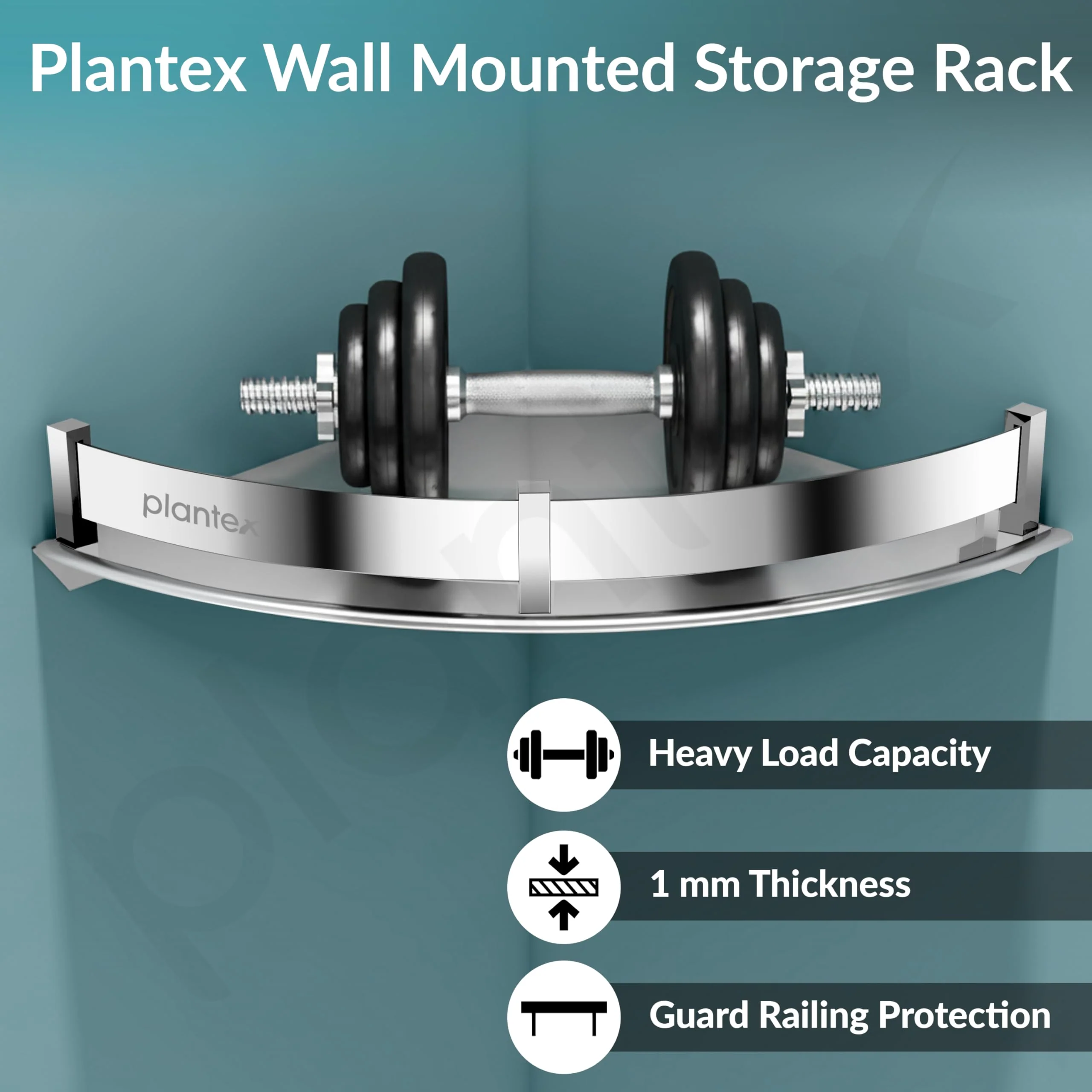 Plantex Corner Shelf for Bathroom Wall/Stainless Steel Bathroom Shelf/Side Corner Shelf/Bathroom Storage Organizer (12x12 inches, Chrome) - Image 6