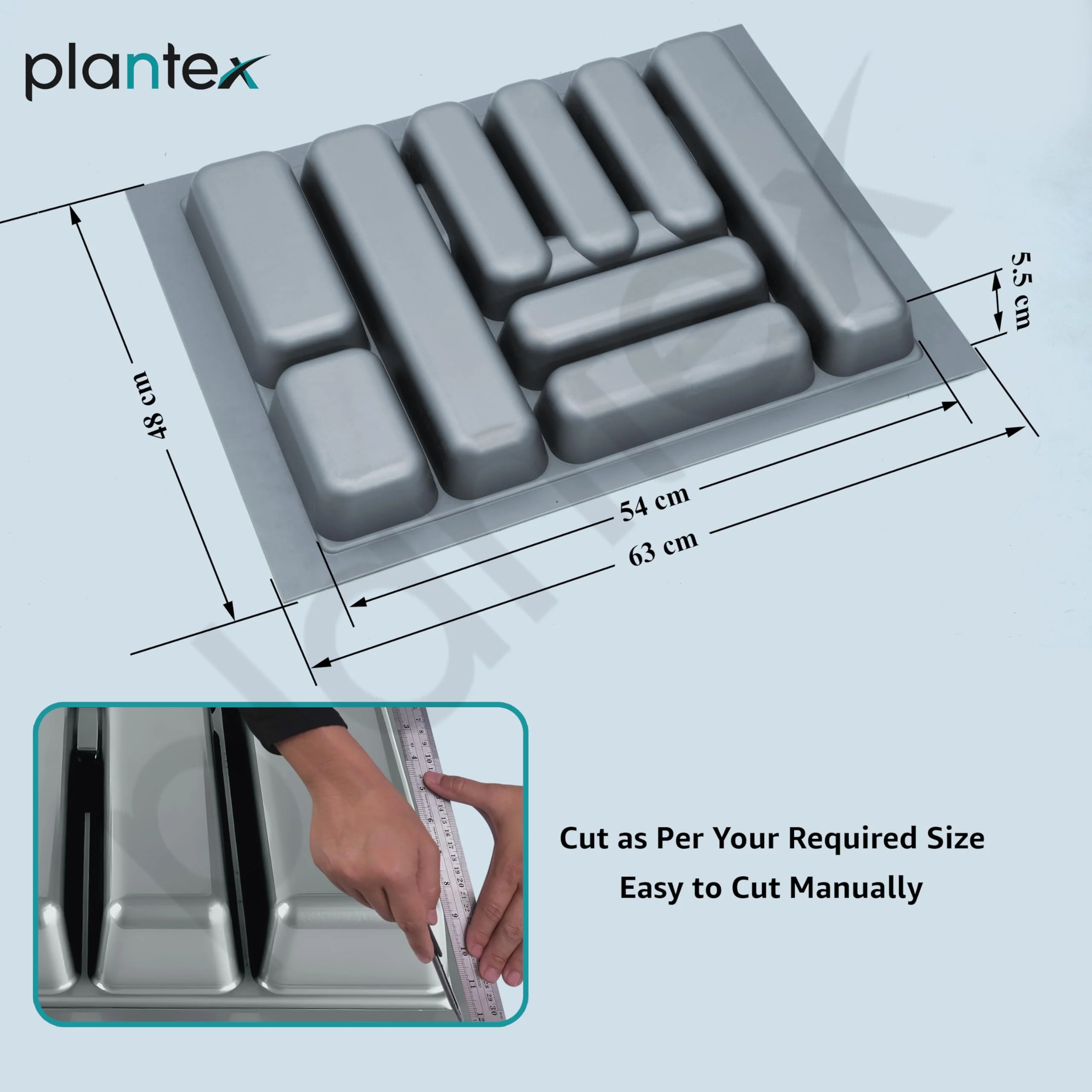 Plantex Cutlery tray for Kitchen Drawer/Cutlery Cosmetic Stationary Organizer/Cabinet Cutlery Tray Organizer for Modular Kitchen - (Grey-25 X 18.5 INCH) - Image 3