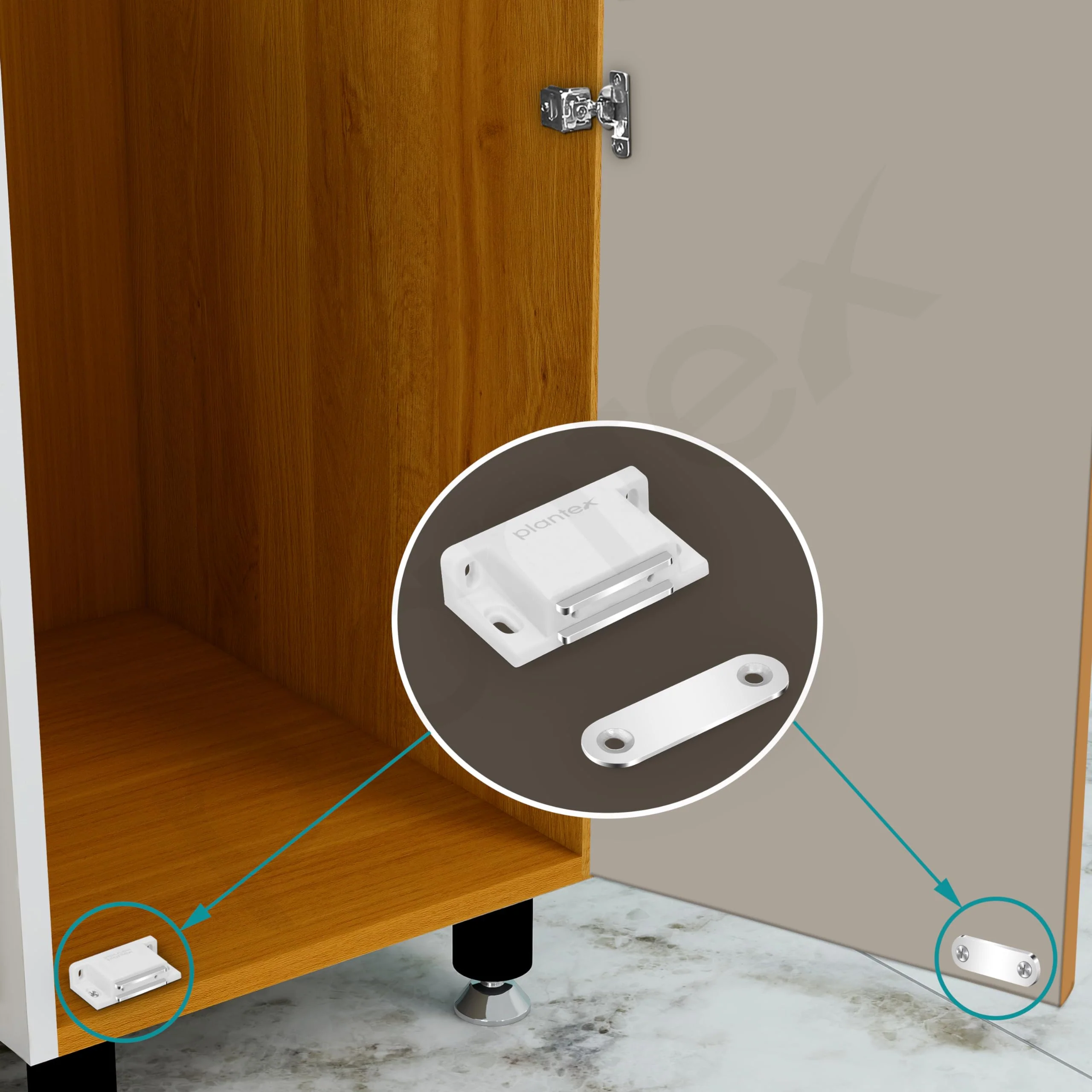 Plantex Door Catcher/Door Magnet for Cabinet/Cupboard/Wardrobe/Door Closer Magnet for Home/Office - Pack of 40 (White) - Image 2