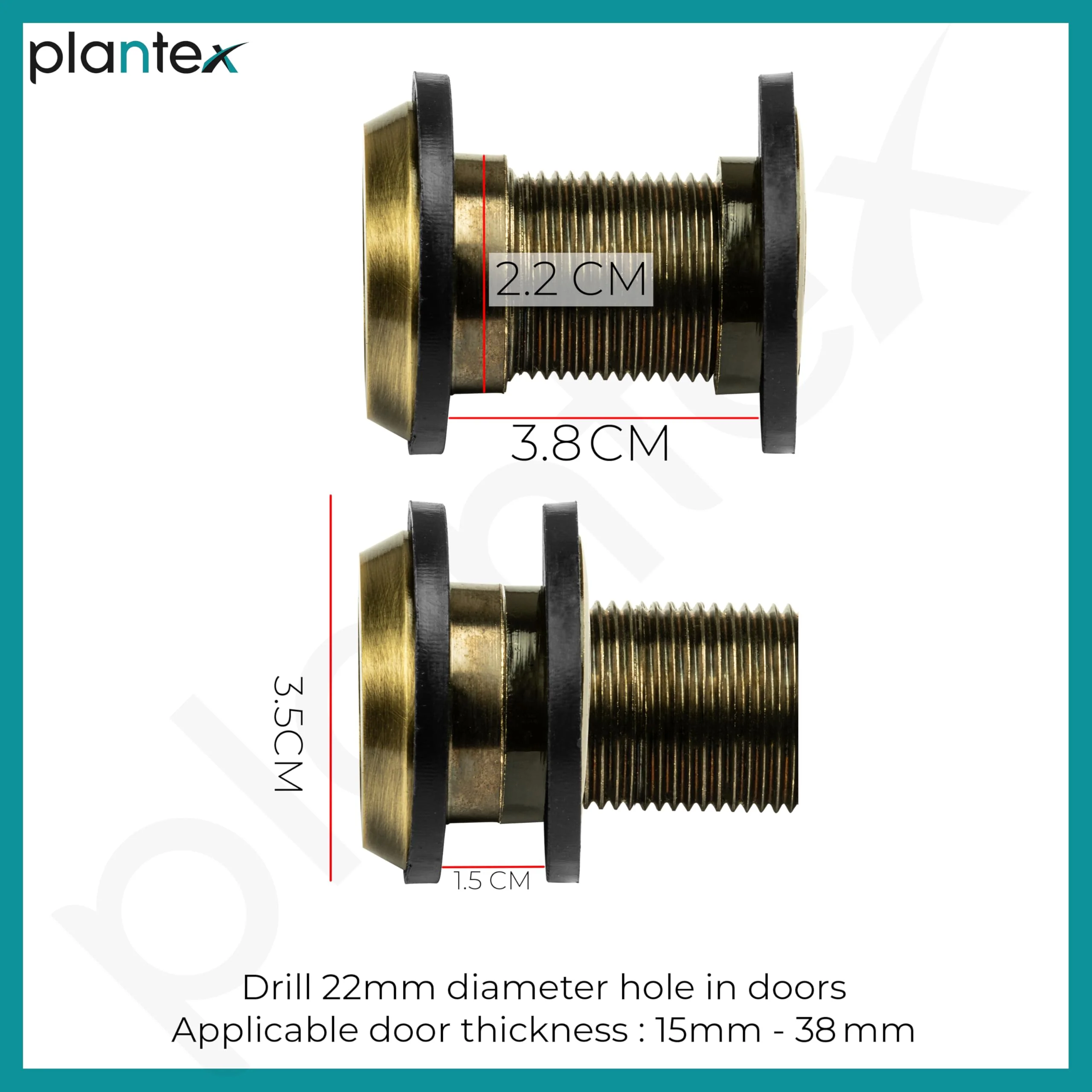 Plantex Door Eye/Eye Hole for Main Door/Door Eye Viewer/Eye Viewer for Safe Secure Home/Office/Hotel - (Antique) - Image 2