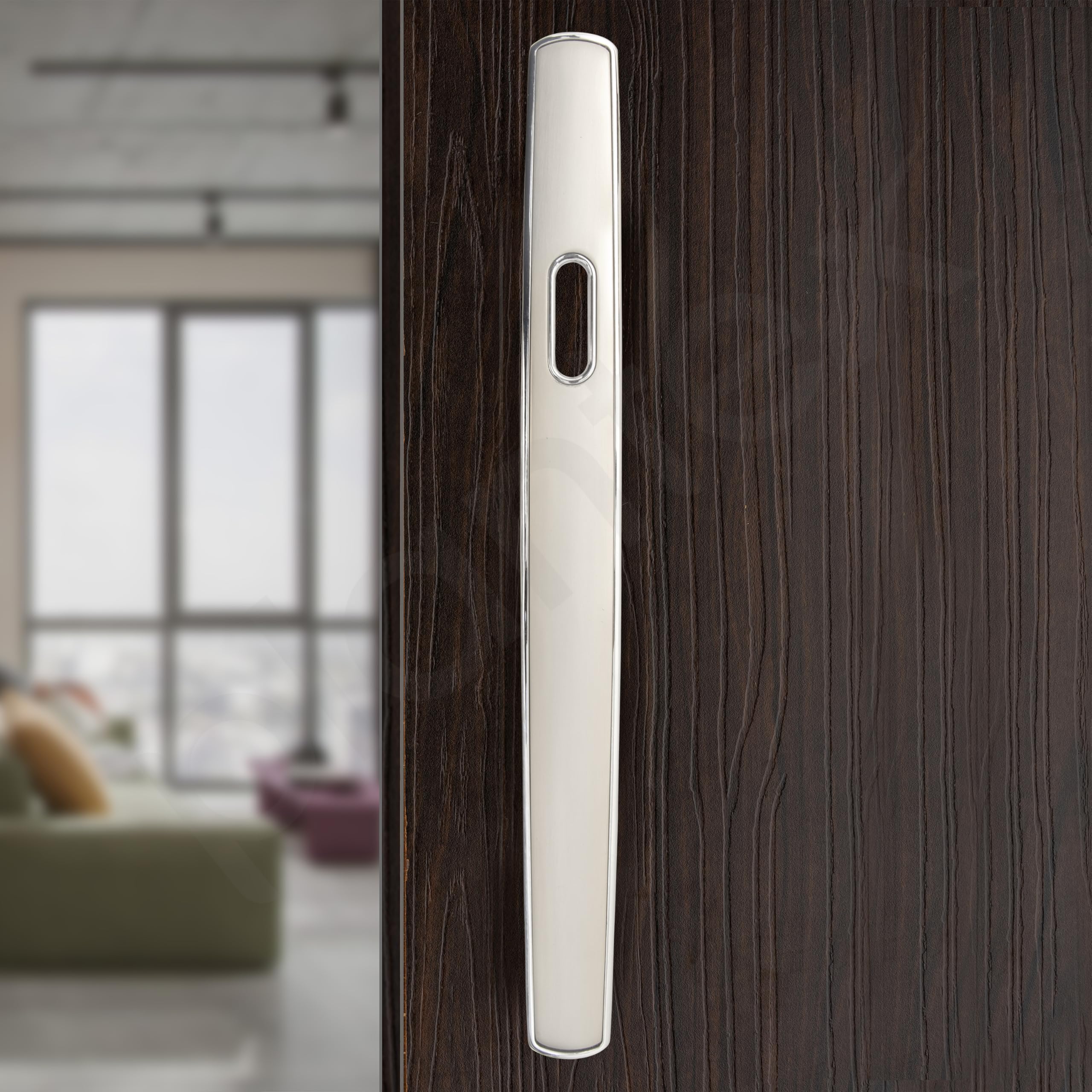Plantex Door Handle/14 Inch Main Door Handle/Handle for Wooden Door/Pull-Push Door Handle/Door Accessories (Pack of 1, Satin White, Chrome) - Image 7