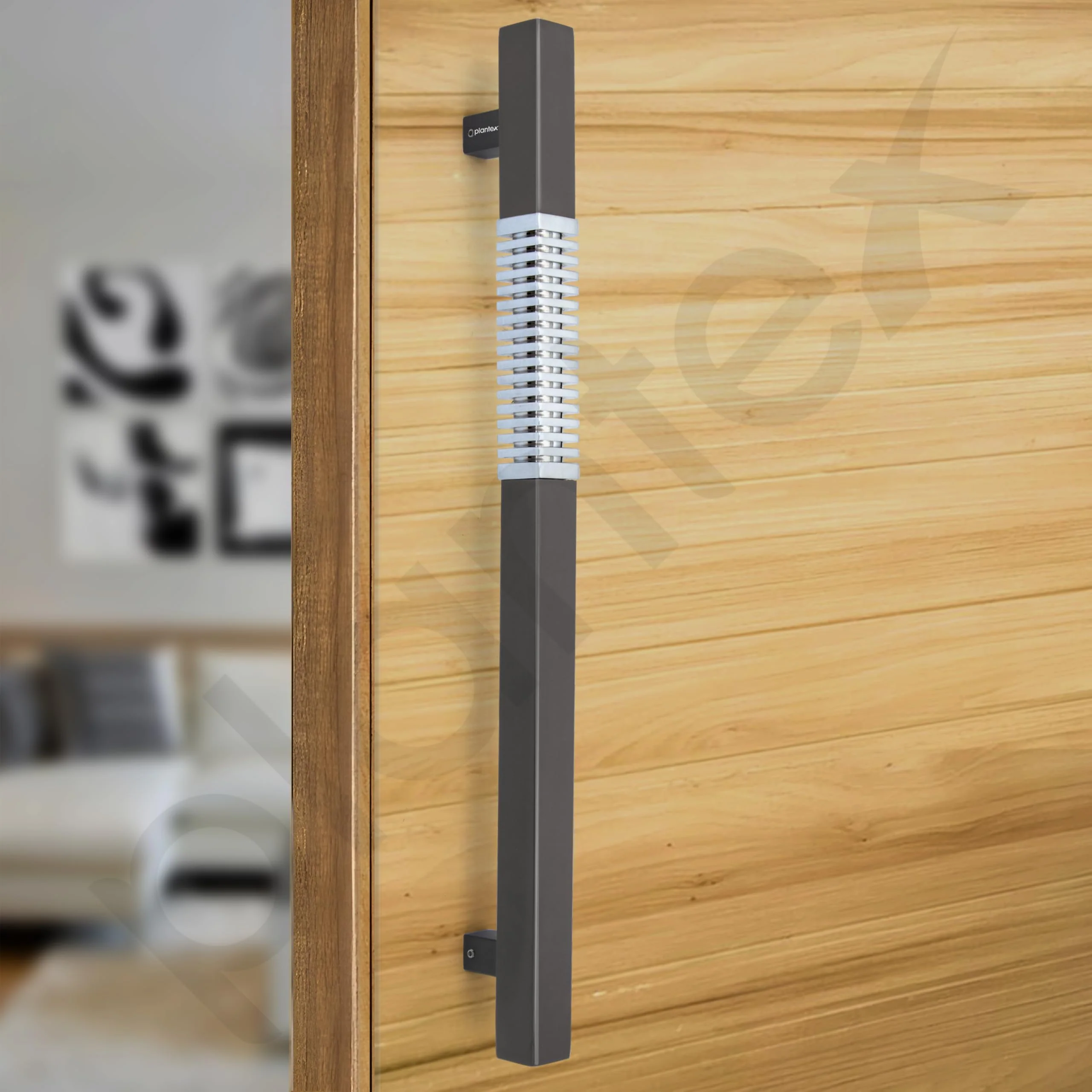 Plantex Door Handle/Stainless Steel Handle for Main Door/18 Inch Pull-Push Handle for Home/Office/Hotel - Pack of 1 (N-Black and Chrome) - 3 Years Warranty - Image 4