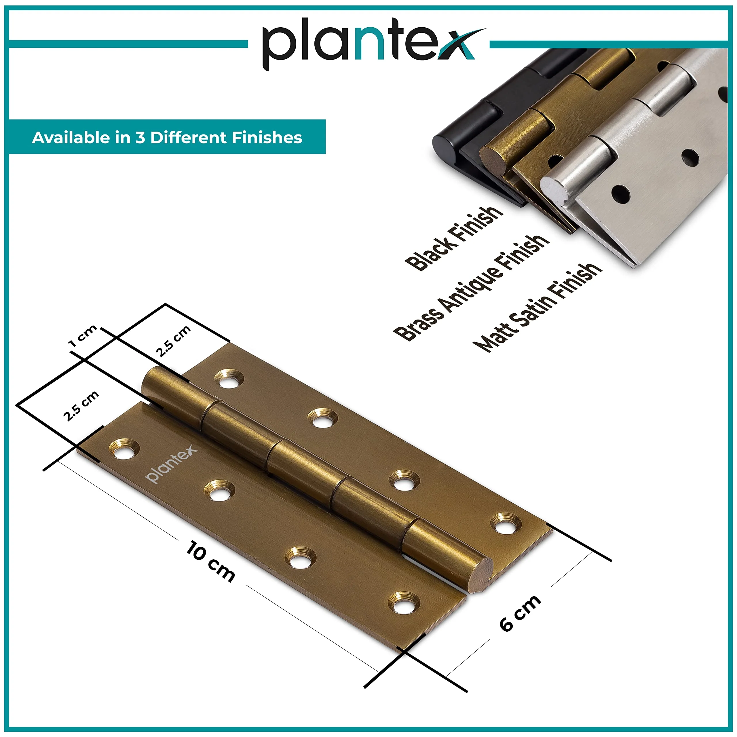 Plantex Door Hinges 4 Inch x 14 Gauge/2 mm Thickness/Hinges for Main Door/Butt Hinges for Home/Office/Hotel/Kabja/Soft Close Hinge - Pack of 4 (Brass Antique) - Image 3
