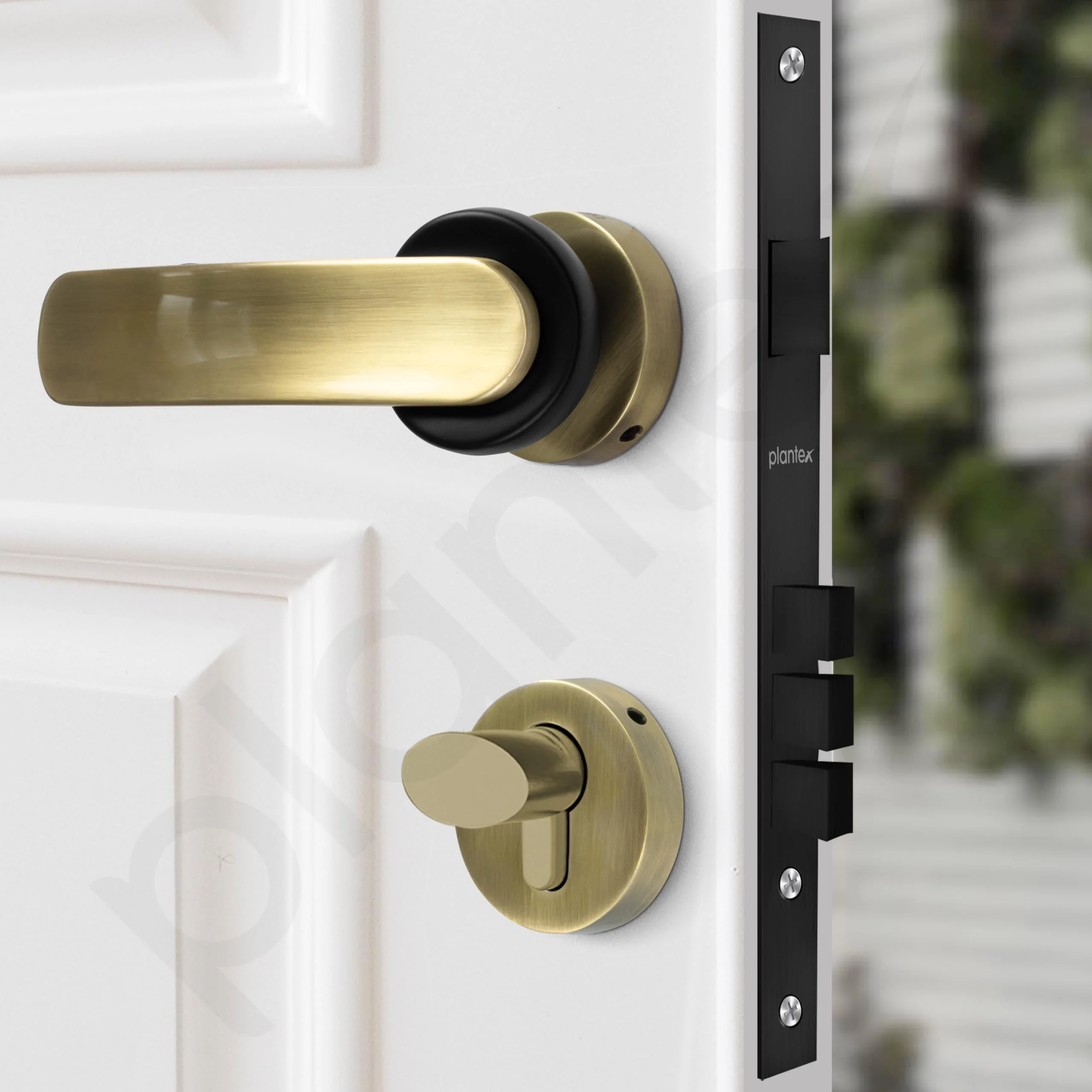 Plantex Door Lock for Home/Main Door Lock Set with 3 Computerized Key/Mortise Lock for Door with Brass Lock Body & Cylinder (SM037, Brass Antique & Black) - Image 4