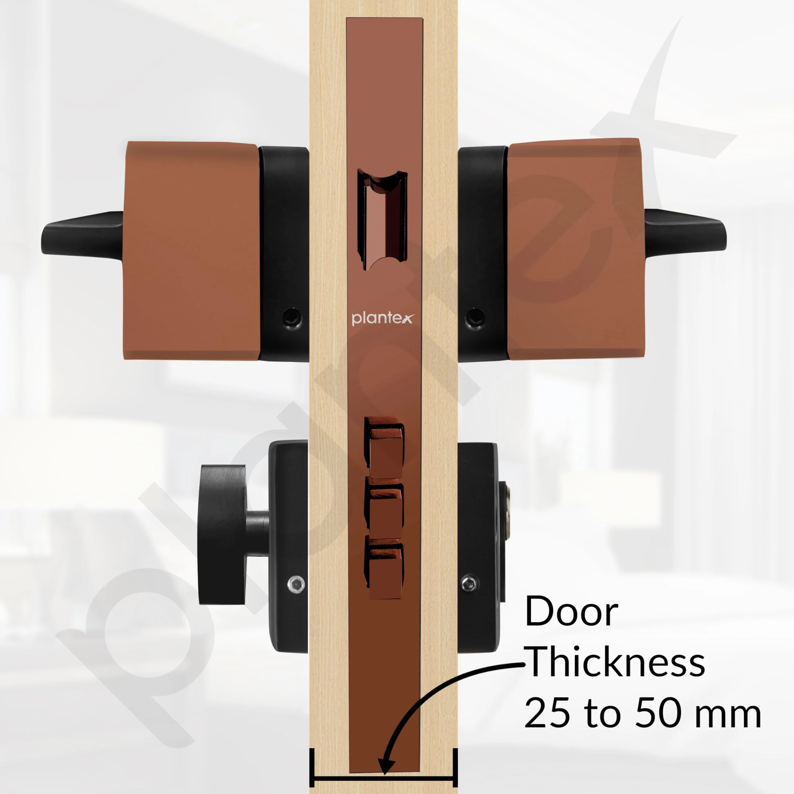 Plantex Door Lock for Home/Main Door Lock Set with 3 Computerized Key/Mortise Locks for Door with Brass Lockbody & Cylinder (SM036, Rose Gold & Black) - Image 5