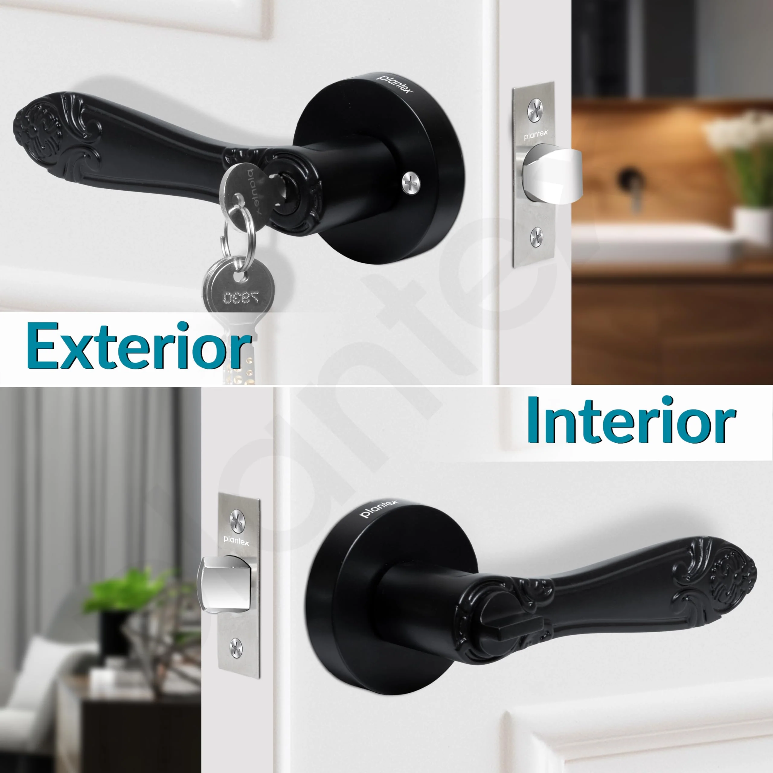 Plantex Door Lock for Main Door/Mortise Lock for Home/Door Handle Lock Set with 3 Computerise Keys - (Black) - Image 5