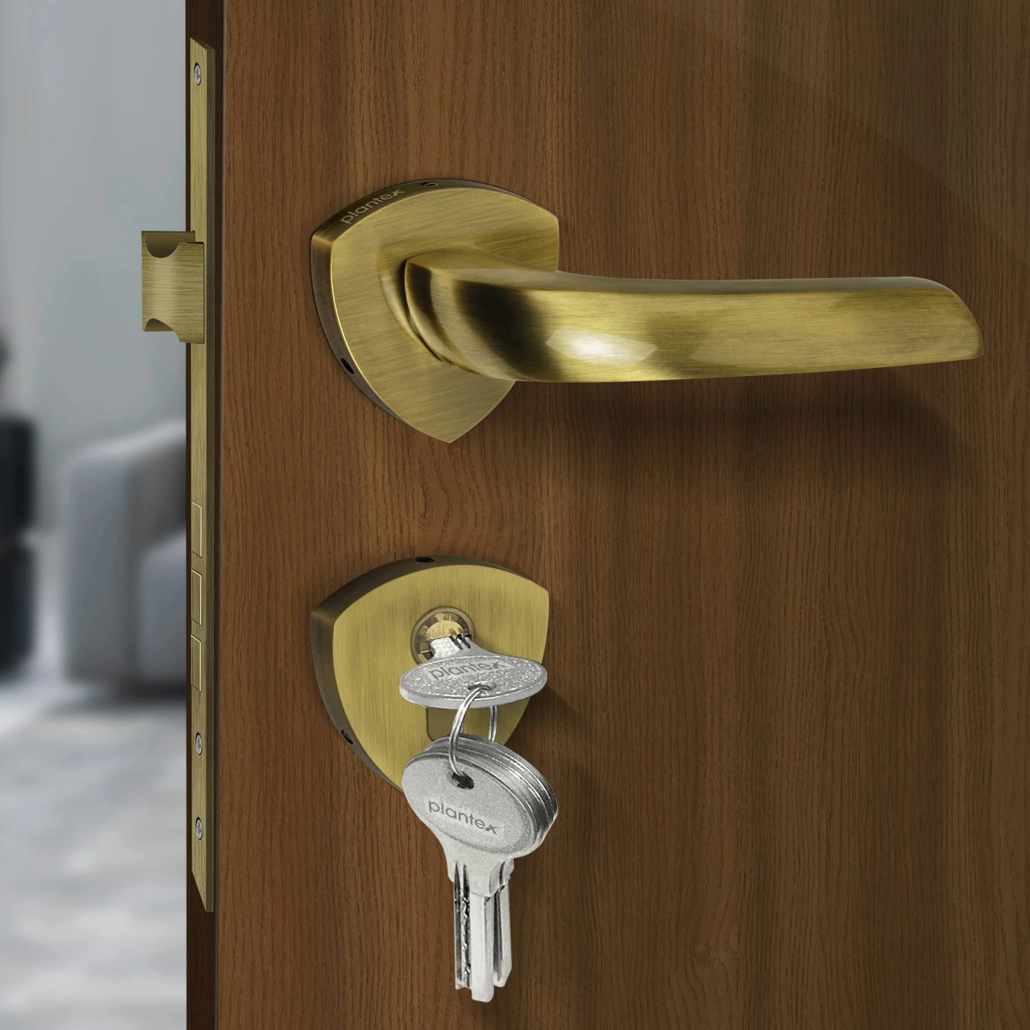 Plantex Door Lock-Fully Brass Main Door Lock with 4 Keys/Mortise Door Lock for Home/Office/Hotel (Sumer-3058, Brass Antique) - Image 4