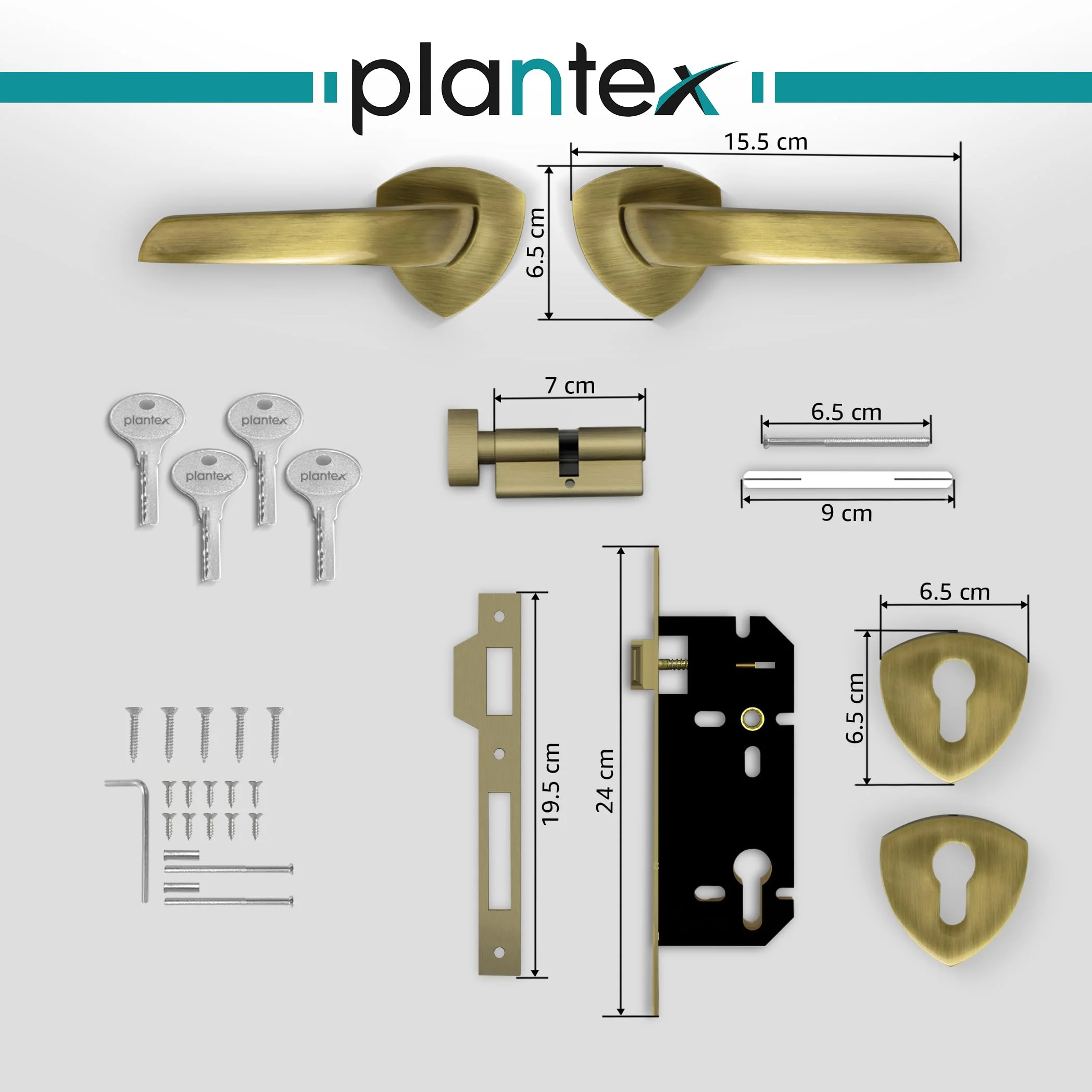Plantex Door Lock-Fully Brass Main Door Lock with 4 Keys/Mortise Door Lock for Home/Office/Hotel (Sumer-3058, Brass Antique) - Image 5