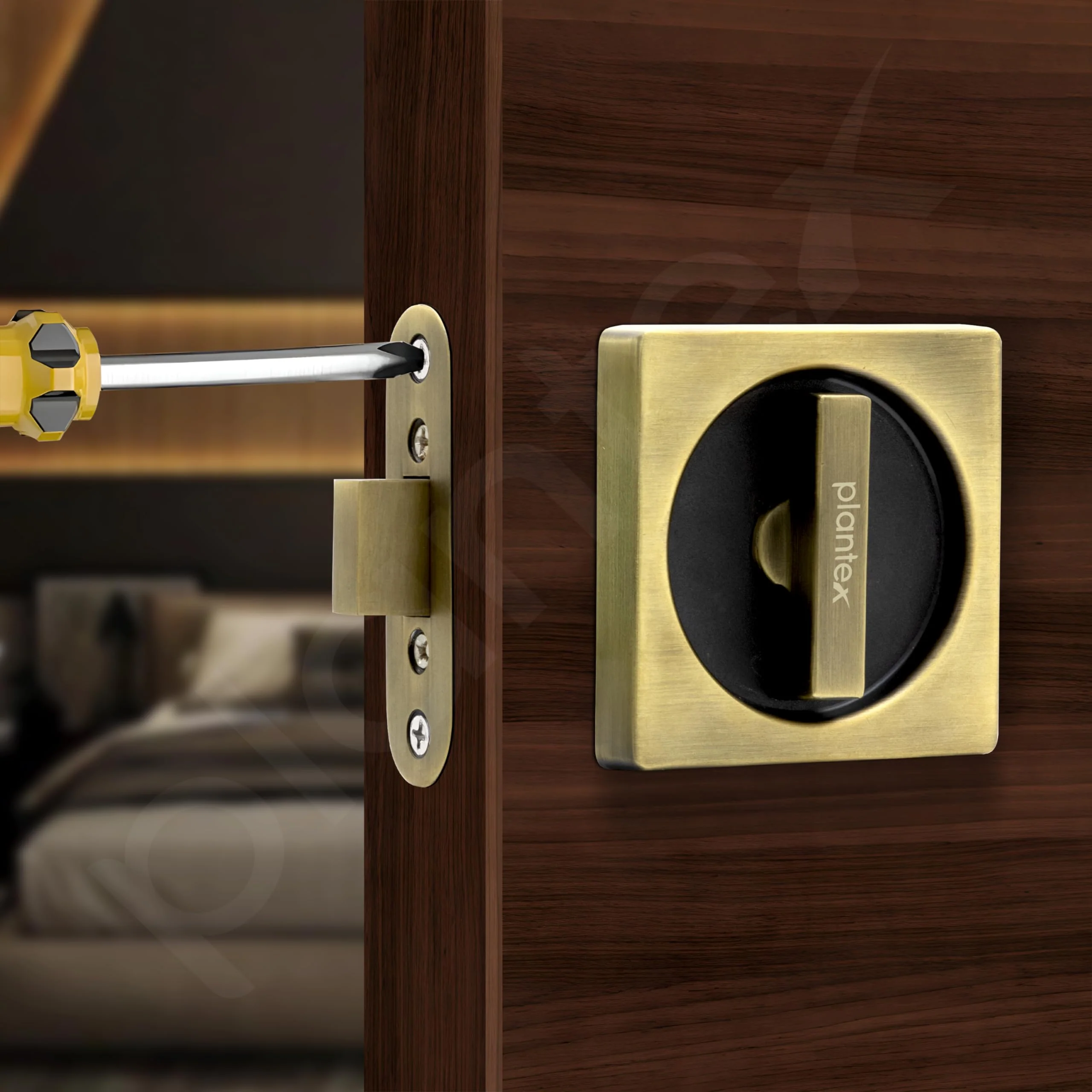 Plantex Door Lock Latch/Baby Latch for Bathroom/Door Latch Lock/Door Chitkani Home/Bedroom - (DTM-620, Brass Antique and Black) - Image 2