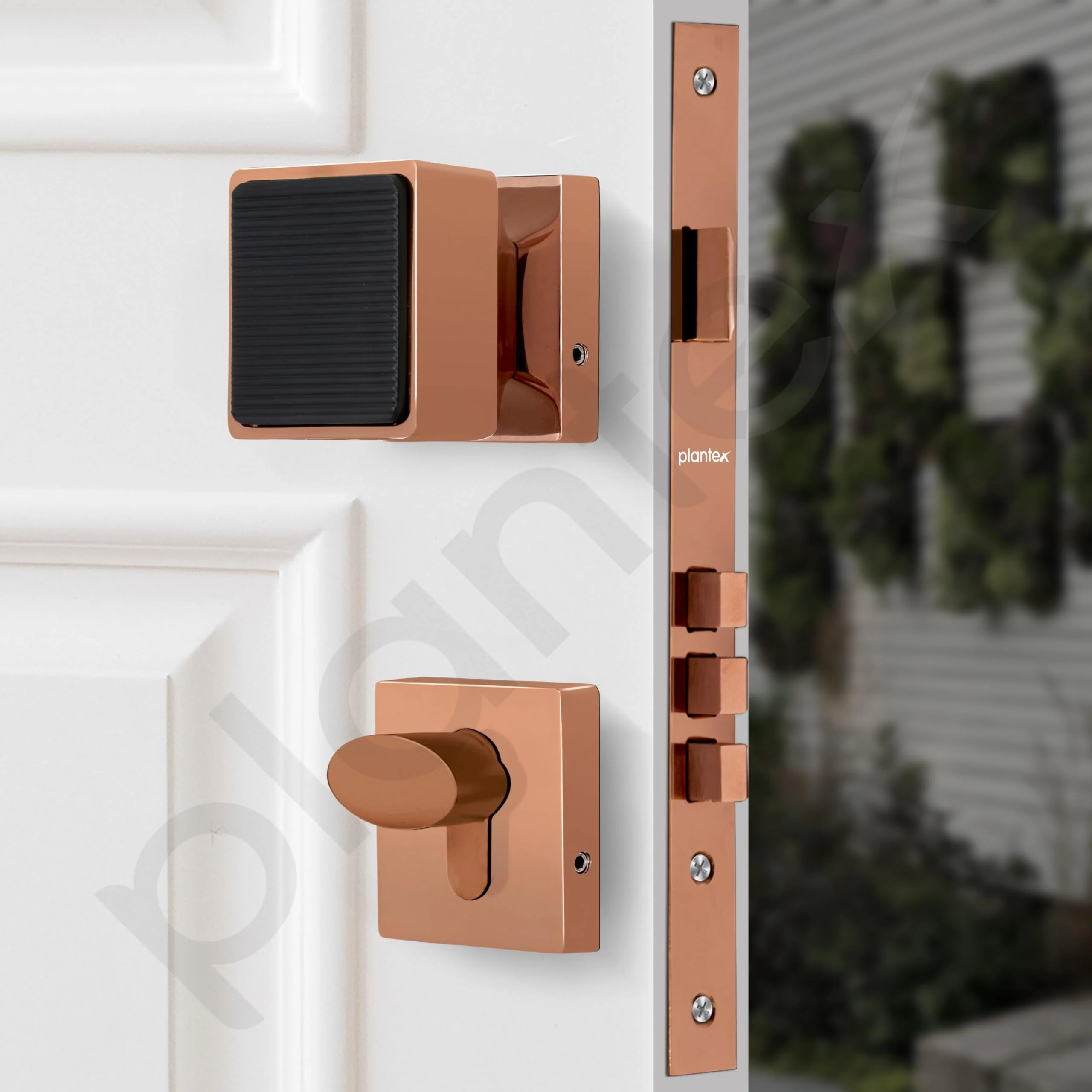 Plantex Door Lock/Main Door Mortise Lock Handle/Handle Set with Key for Home/Office/Door Accessories - (PT-011, Rose Gold & Black) - Image 6