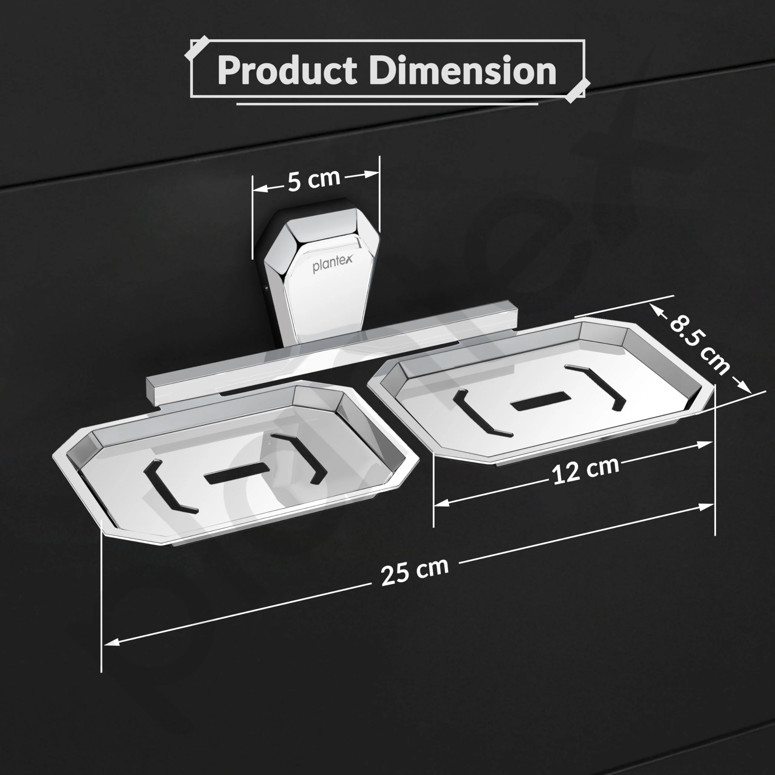Plantex Double Soap Dish for Bathroom/304 Grade Stainless Steel Dual Soap Holder/Soap Case/Soap Stand/Bathroom Accessories - Pack of 1 (PM-2408, Chrome) - Image 4
