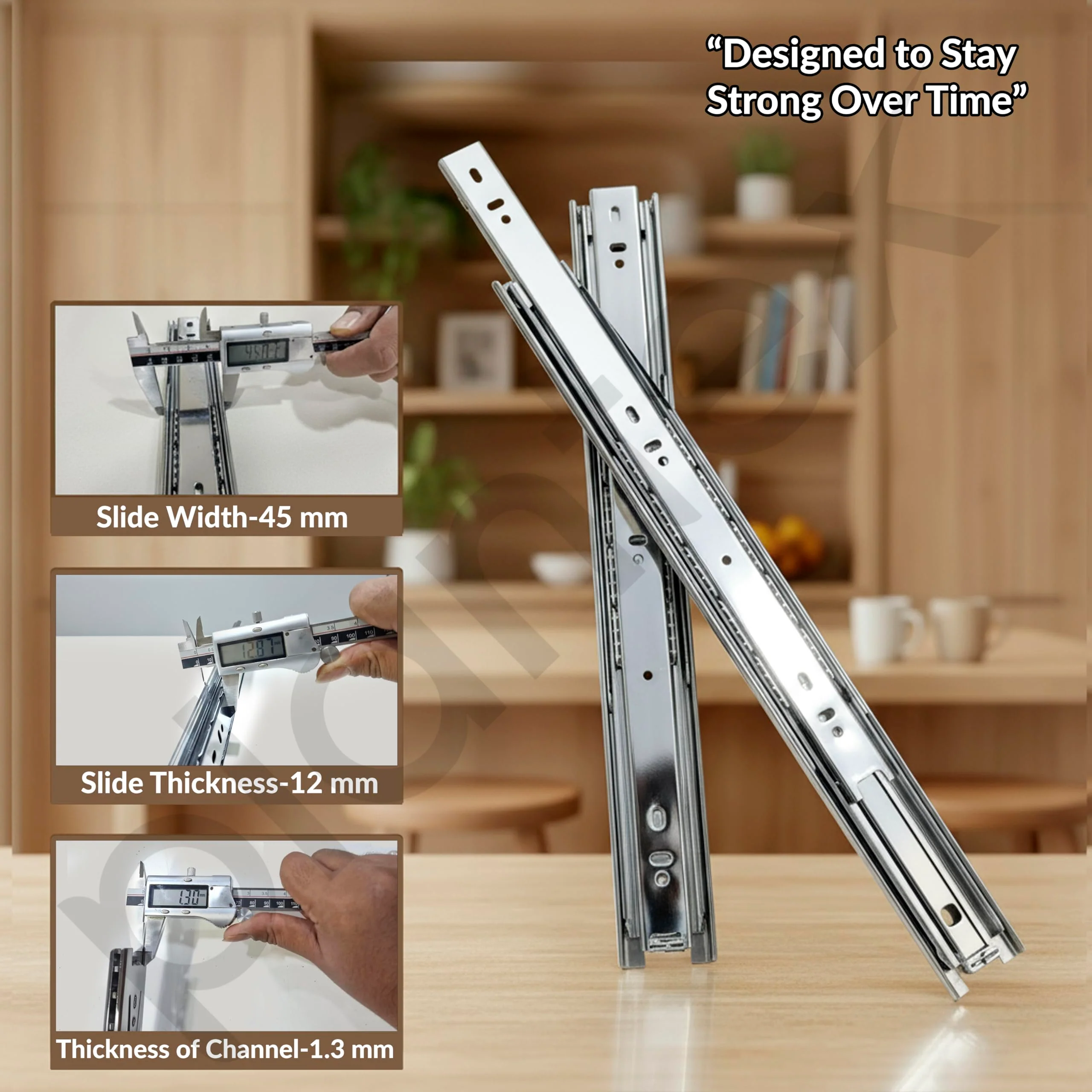 Plantex Drawer Channel/Ball Bearing Regular Close Channel for Drawer/Telescopic Drawer Channel for Wooden & Metals Drawers in Kitchen, Wardrobe, (10-Inch,Silver) Pair - Image 6