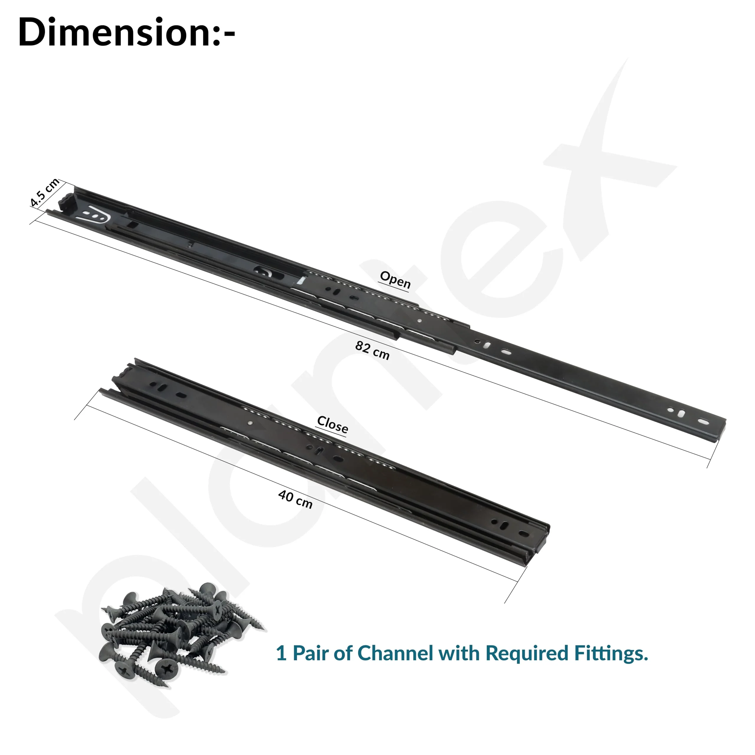 Plantex Drawer Channel/Regular Smooth Close Ball Bearing Slider Drawer Channel for Home, Kitchen & Wardrobe/Telescopic Channel for Drawer/for Wooden & Metals Drawers (16-Inch,Black) Pair - Image 3