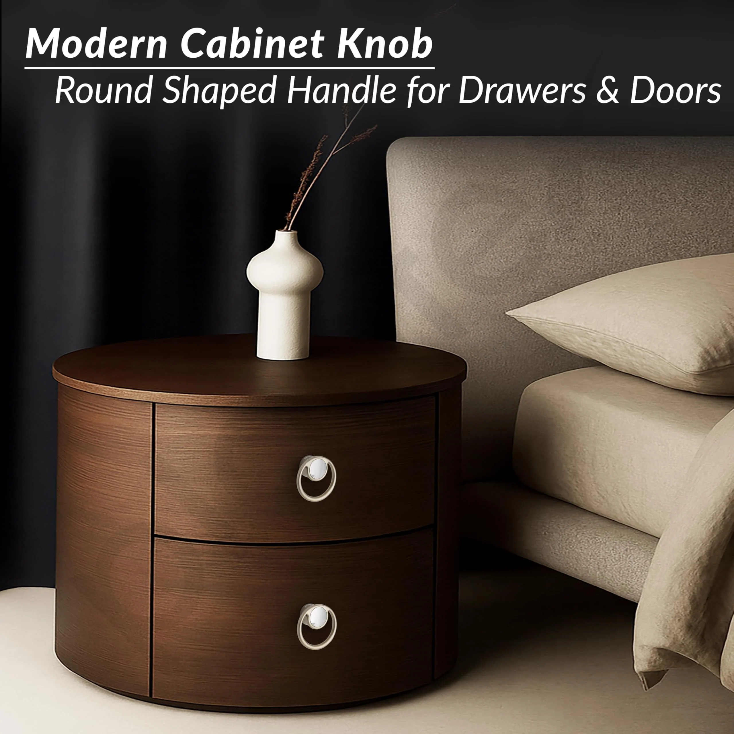Plantex Drawer Knobs/Ring Drawer Kadi/Pull-Push Knobs for Kitchen/Bedroom Drawer - Pack of 1 (Satin White & Chrome) - Image 5