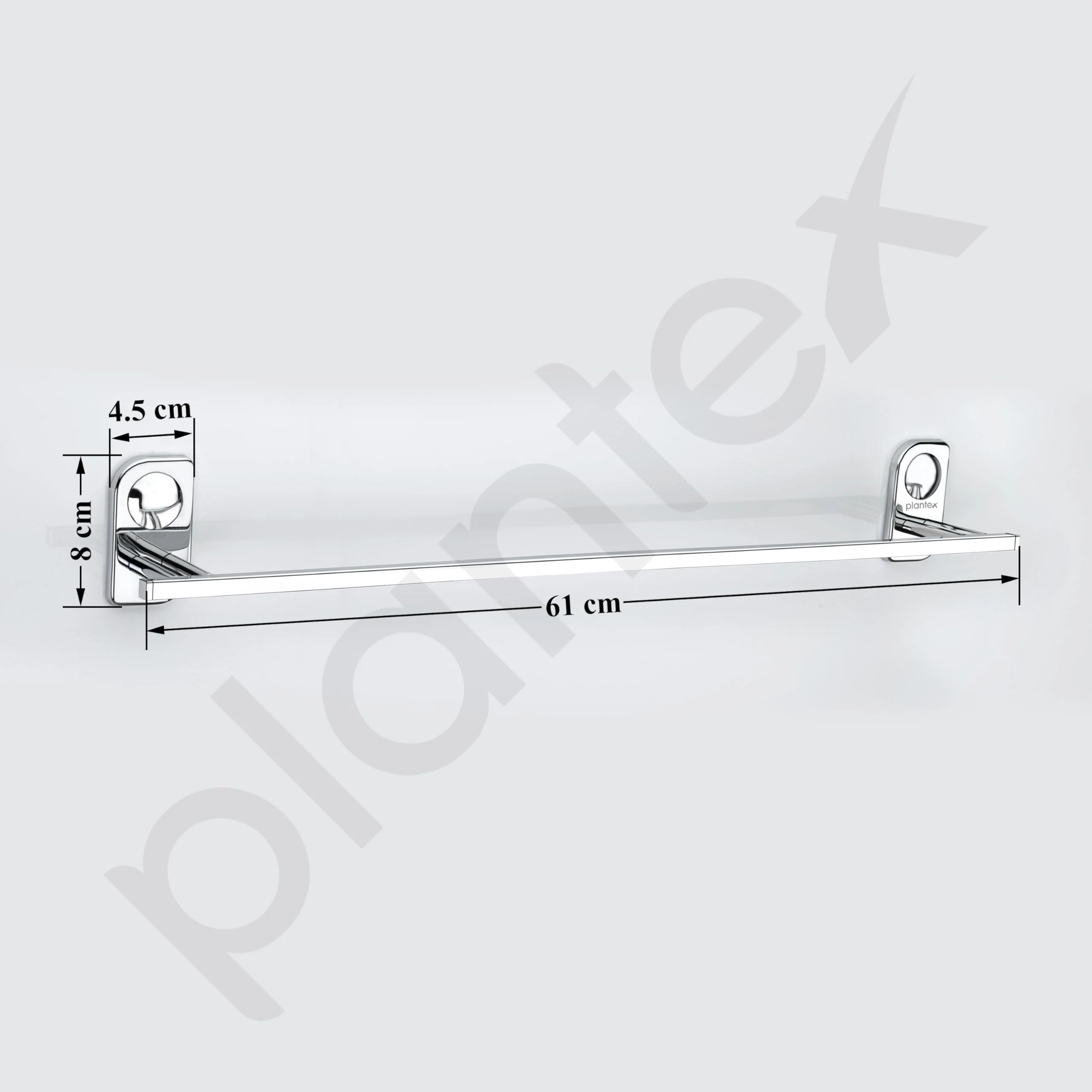 Plantex Dream Stainless Steel Towel Hanger for Bathroom/Single Towel Rod/Bar/Bathroom Accessories (24inch) - Chrome - Pack of 1 - Image 2