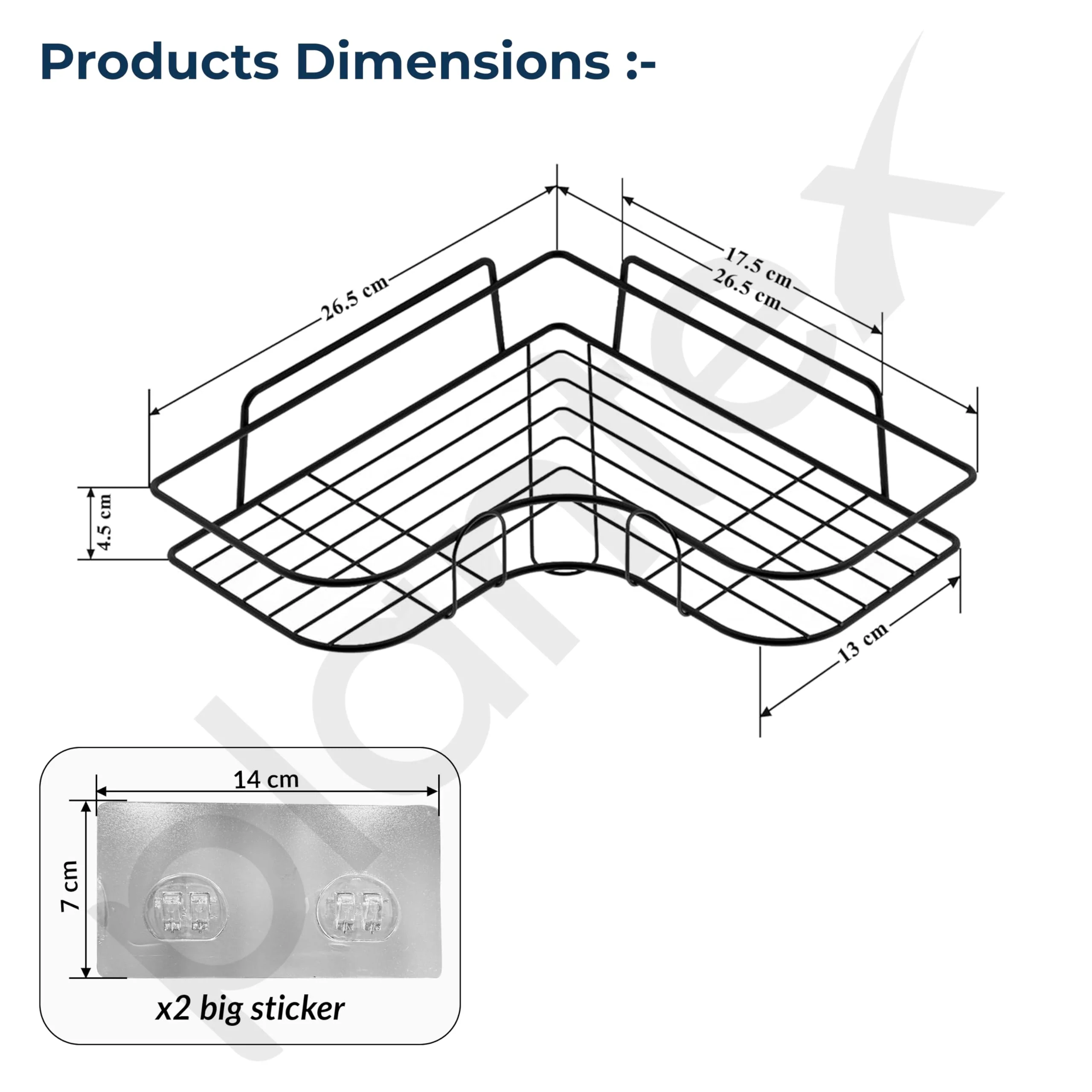 Plantex Drill Free Corner Shelf for Bathroom Wall/Bathroom Organizer Without Drill/Kitchen Shelf/ - Pack of 2 (Black,CED Powder Coated) - Image 3