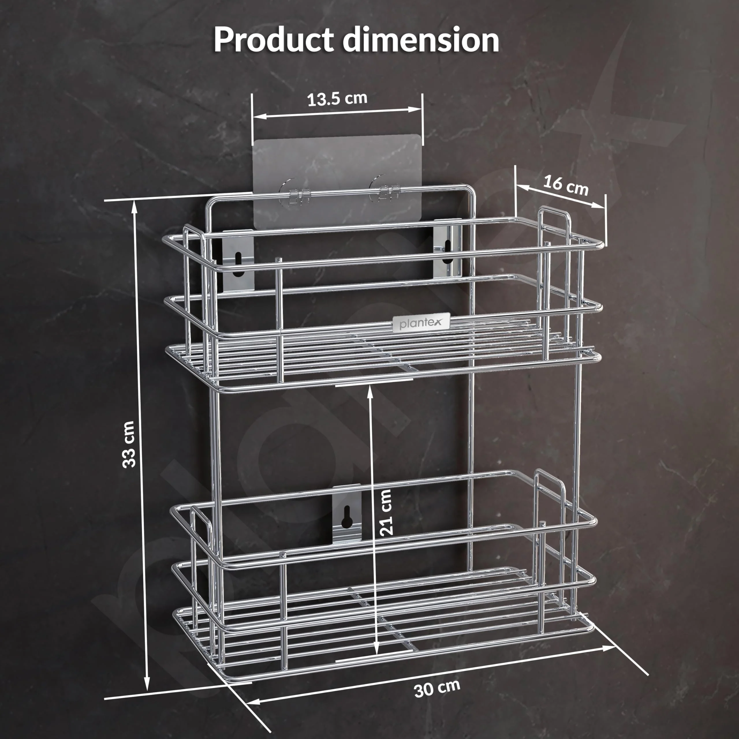 Plantex Drill Free Stainless Steel Multipurpose Detergent Holder/Under The Sink Detergent Rack/Wall Mounted Detergent Holder/Bathroom Rack/Shelf/Bathroom Accessories (Chrome) - Image 4