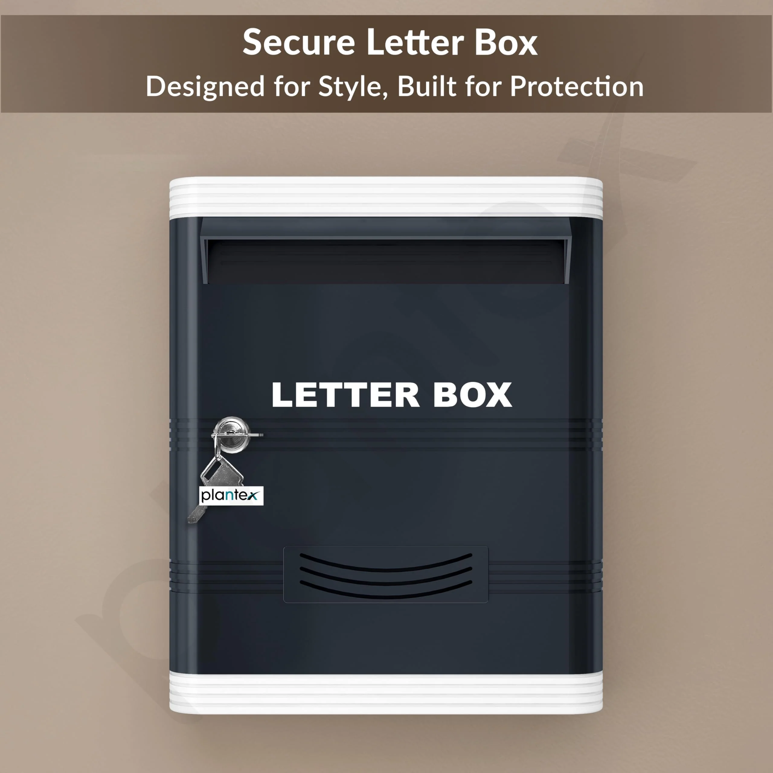Plantex Durable Plastic Letter Box/Suggestion Box for Office/Post Box/Complaint Box/Letter Box for Home Gate with Key Lock/Mail Box - (Grey & White), Wall Mounted - Image 6