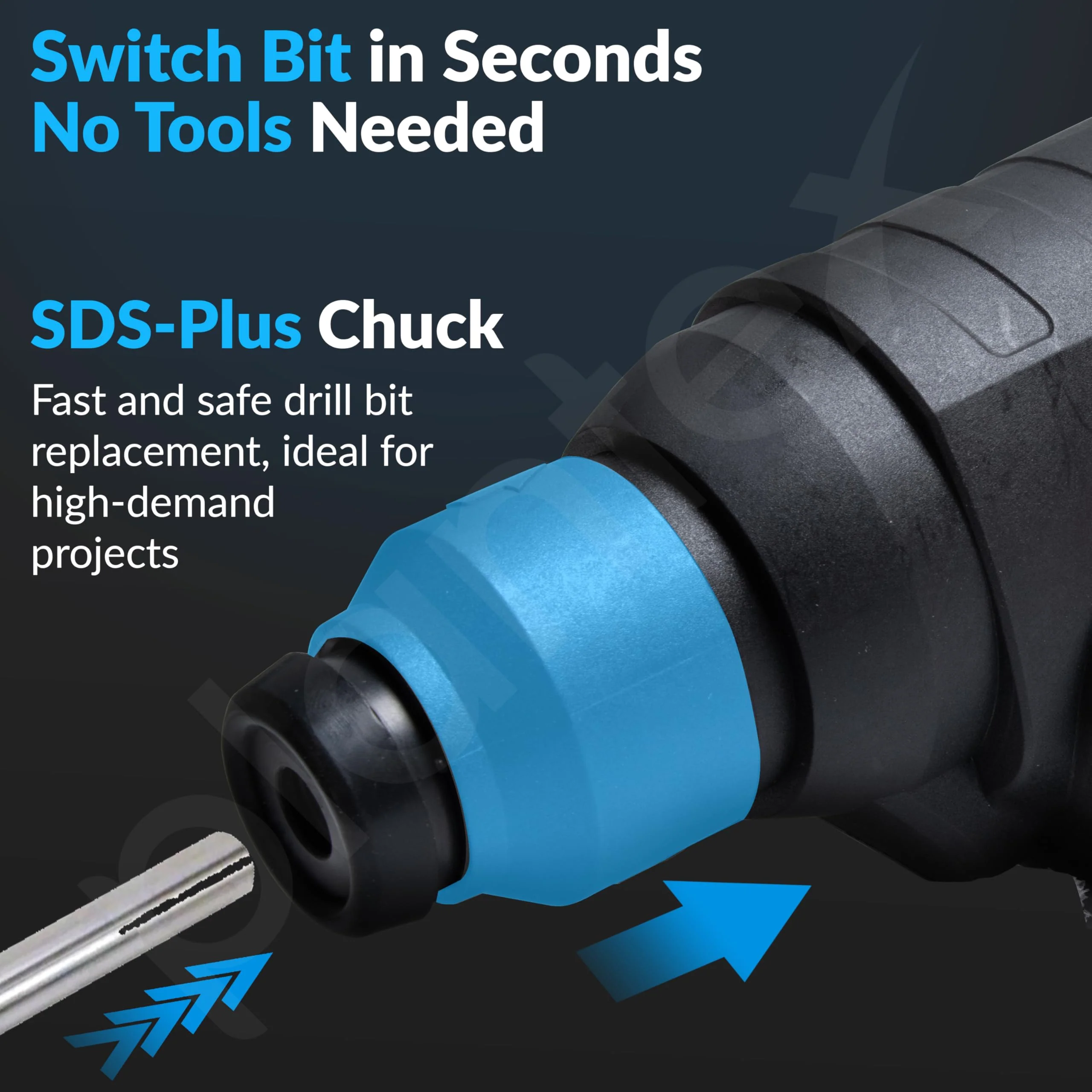 Plantex Electric Hammer Drill, 1.7J Impact Energy, SDS Chuck, Variable Speed 0-2000 RPM, Ideal for 6-10mm Boreholes – Heavy Duty Rotary Hammer - Black (Mainframe, Battery & Charger Not Included) - Image 4