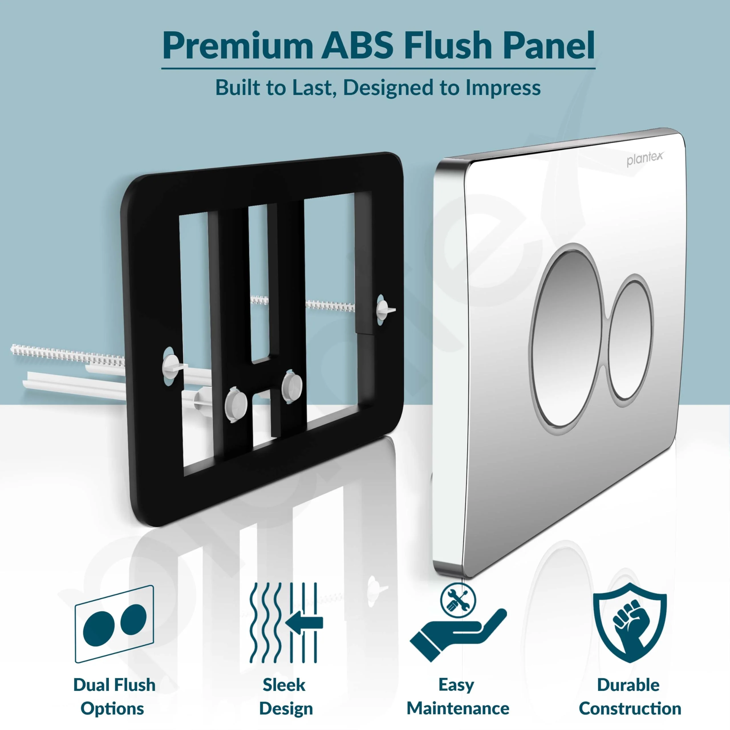 Plantex Flush Plate/Dual Flush Plate for Toilet/Mechanical Dual-Flush Faceplate/Water-Saving Technology – Pack of 1 (Chrome) - Image 2