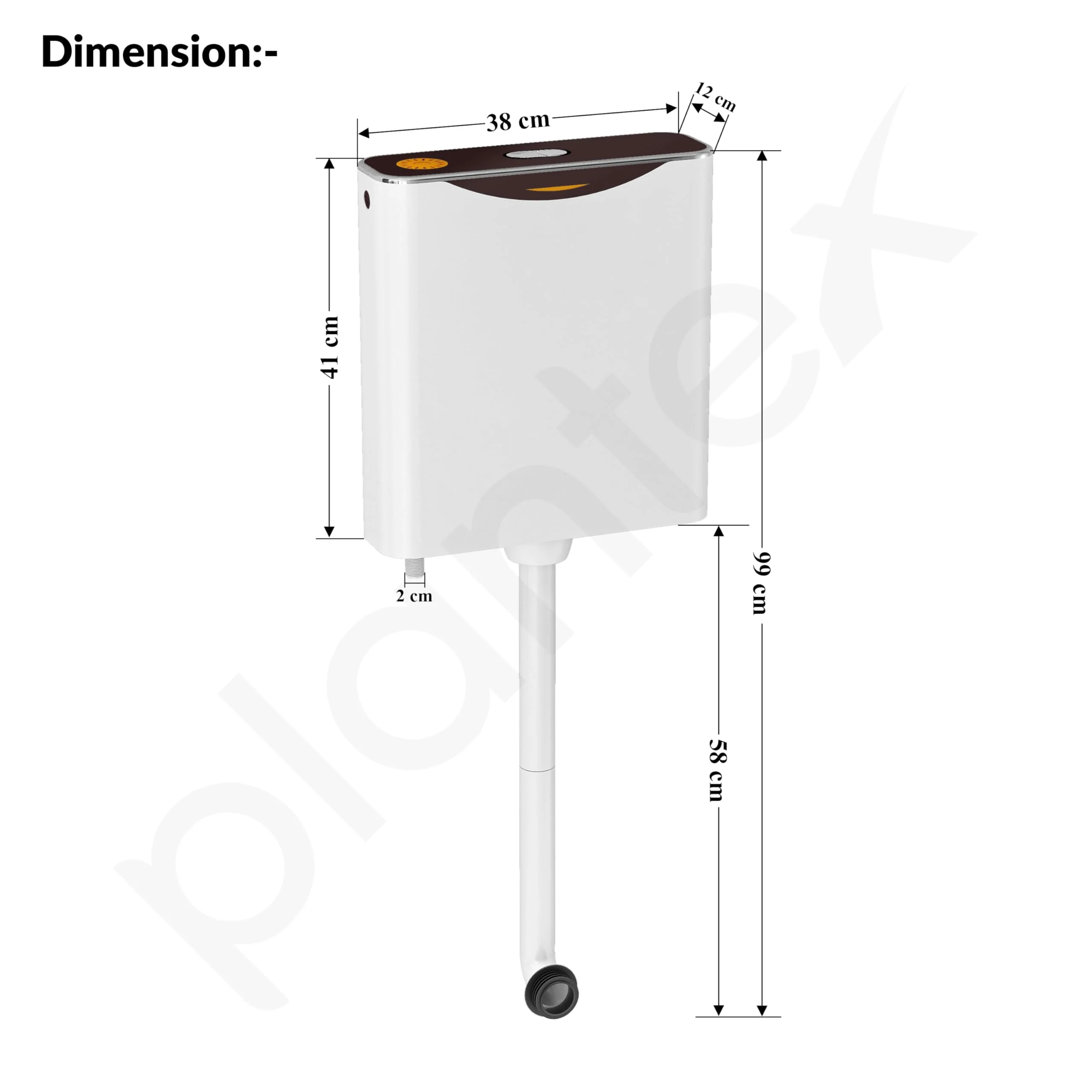 Plantex Flush Tank for Toilet with 10 Ltr Water Capacity/Dual Flushing Cistern for Bathroom/Polypropylene Toilet Flush Tank - Pack of 1 (Boss, Brown & White) - Image 4