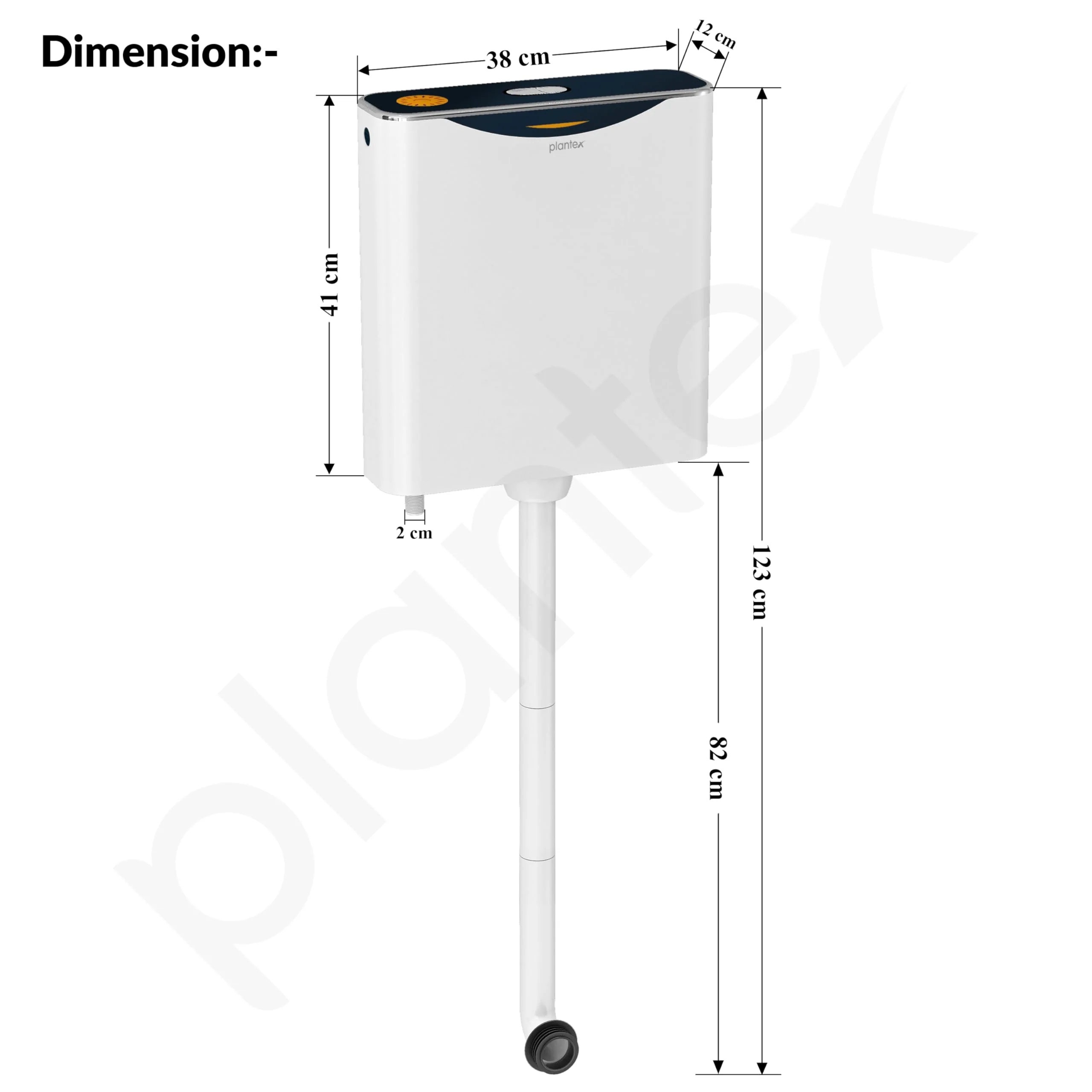 Plantex Flush Tank for Toilet with 10 Ltr Water Capacity/Dual Flushing Cistern for Bathroom/Polypropylene Toilet Flush Tank - Pack of 1 (Boss, Navy Blue & White) - Image 4