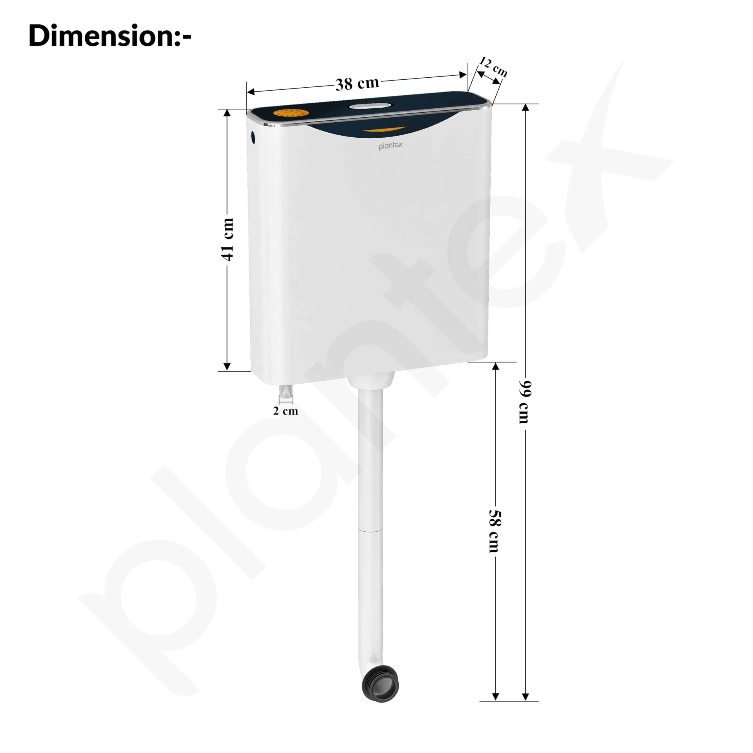 Plantex Flush Tank for Toilet with 10 Ltr Water Capacity/Single Flushing Cistern for Bathroom/Polypropylene Toilet Flush Tank - Pack of 1 (Boss, Navy Blue & White) - Image 4