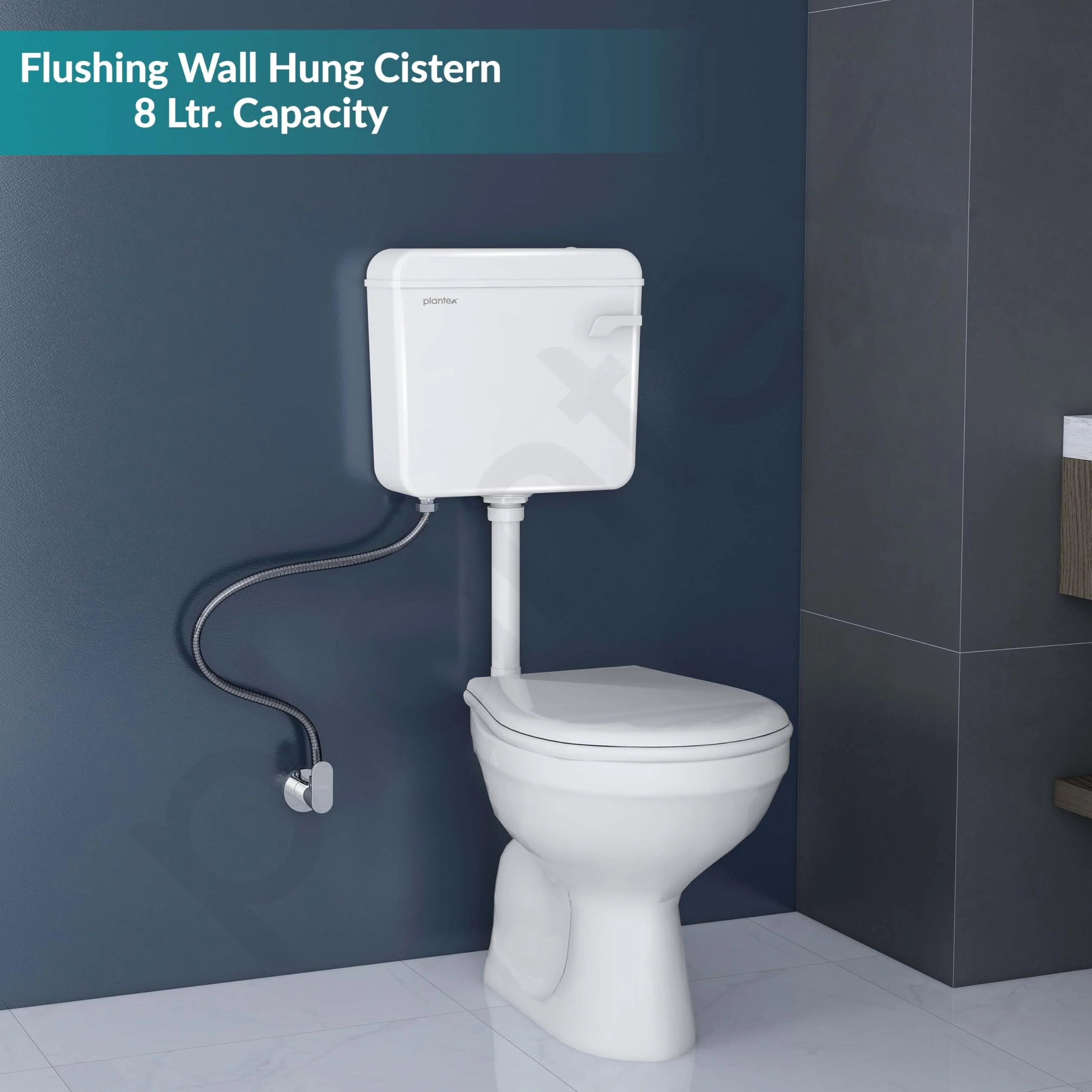 Plantex Flush Tank for Toilet with 8 Ltr Water Capacity/Flushing Cistern for Bathroom/Polypropylene Toilet Flush Tank - Pack of 1 (White) - Image 2