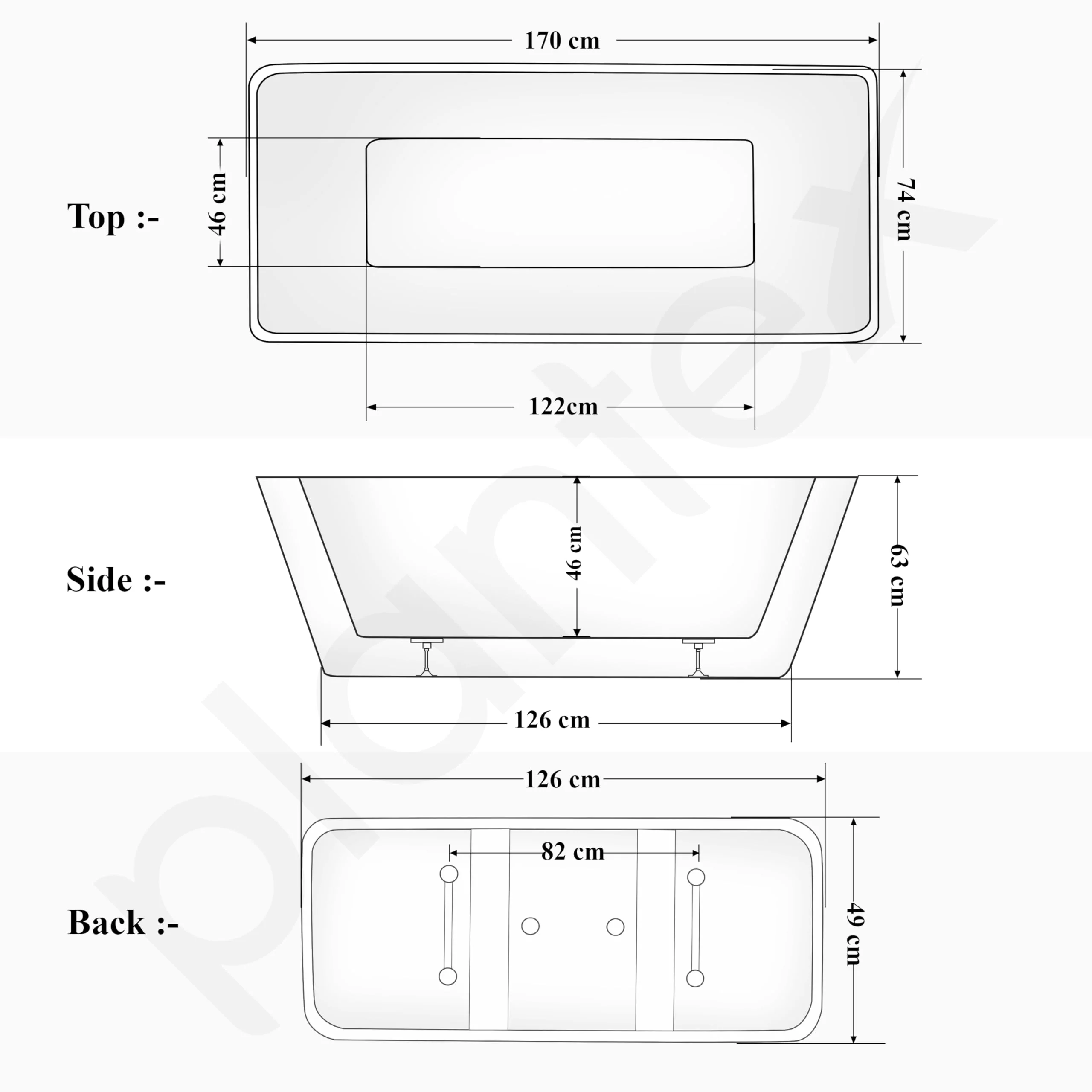 Plantex Freestanding Bathtub For Bathroom/Bath tub for Adults/Deep Soaker Bathtub with Overflow, Popup and Drain Pipe (BSM-209-White-1700mm) - Image 3