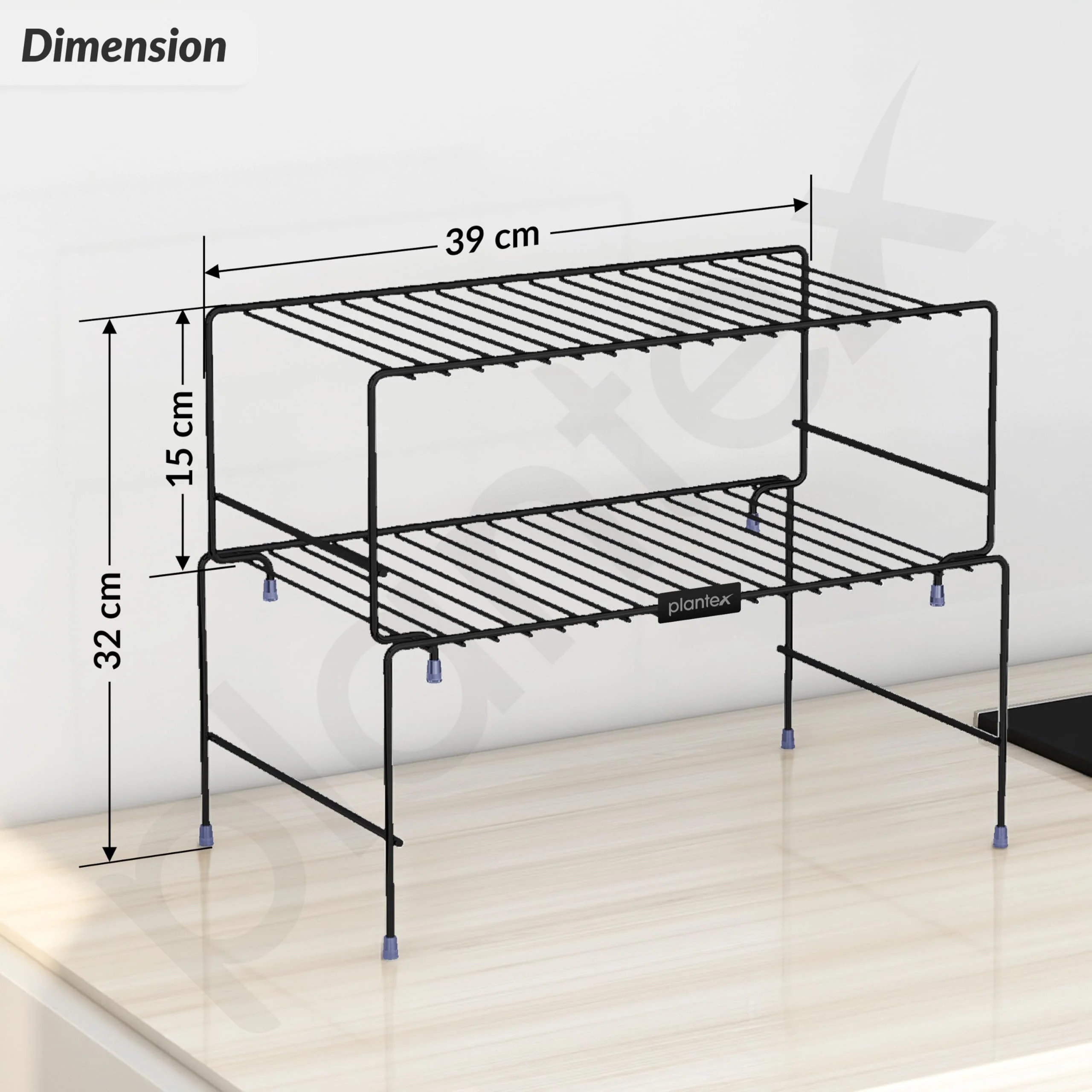 Plantex GI Metal 2-Tier Shelf Organizer for Kitchen Storage/Foldable and Detachable Kitchen Shelf Organiser/Rack Organiser for Storage - Image 4
