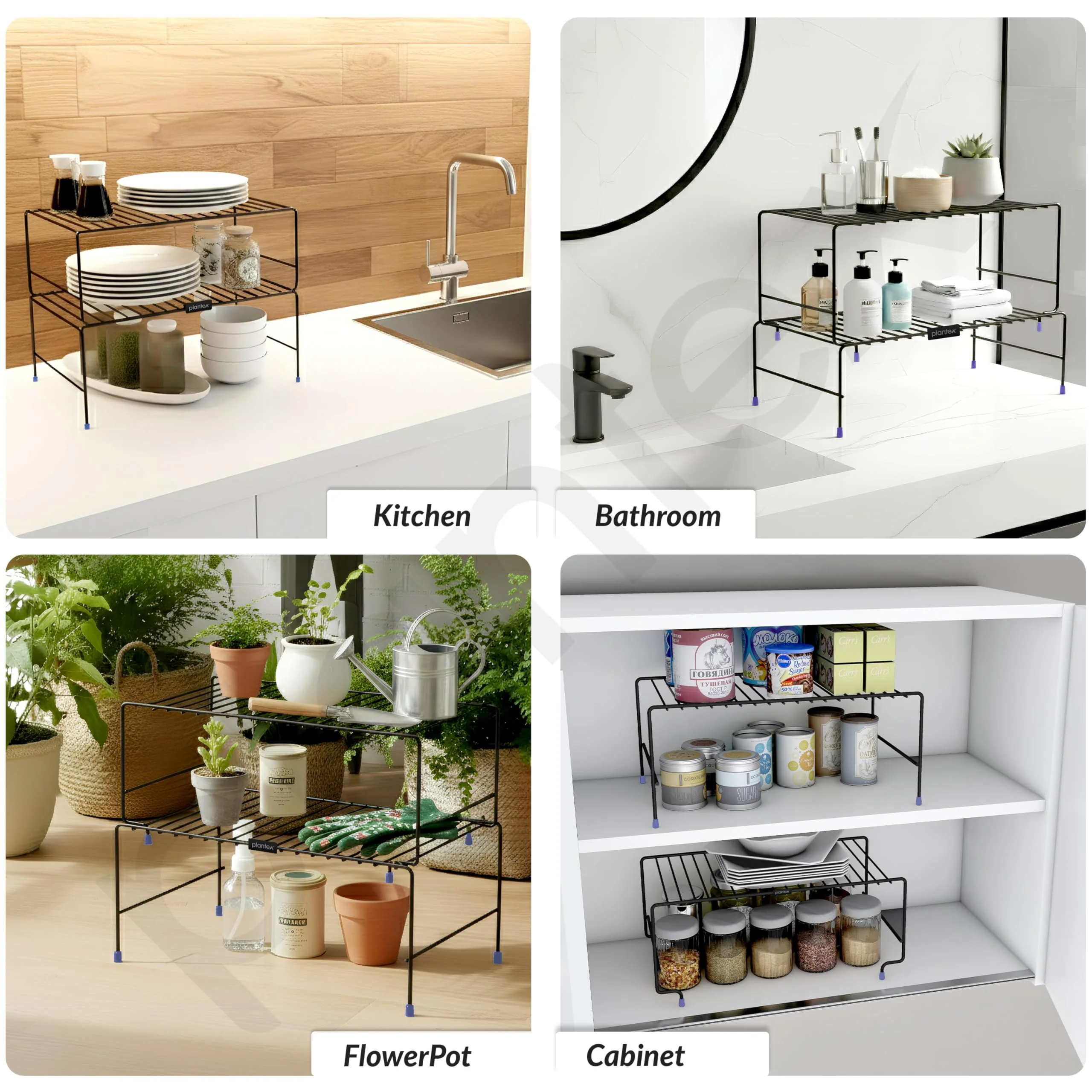 Plantex GI Metal 2-Tier Shelf Organizer for Kitchen Storage/Foldable and Detachable Kitchen Shelf Organiser/Rack Organiser for Storage - Image 7