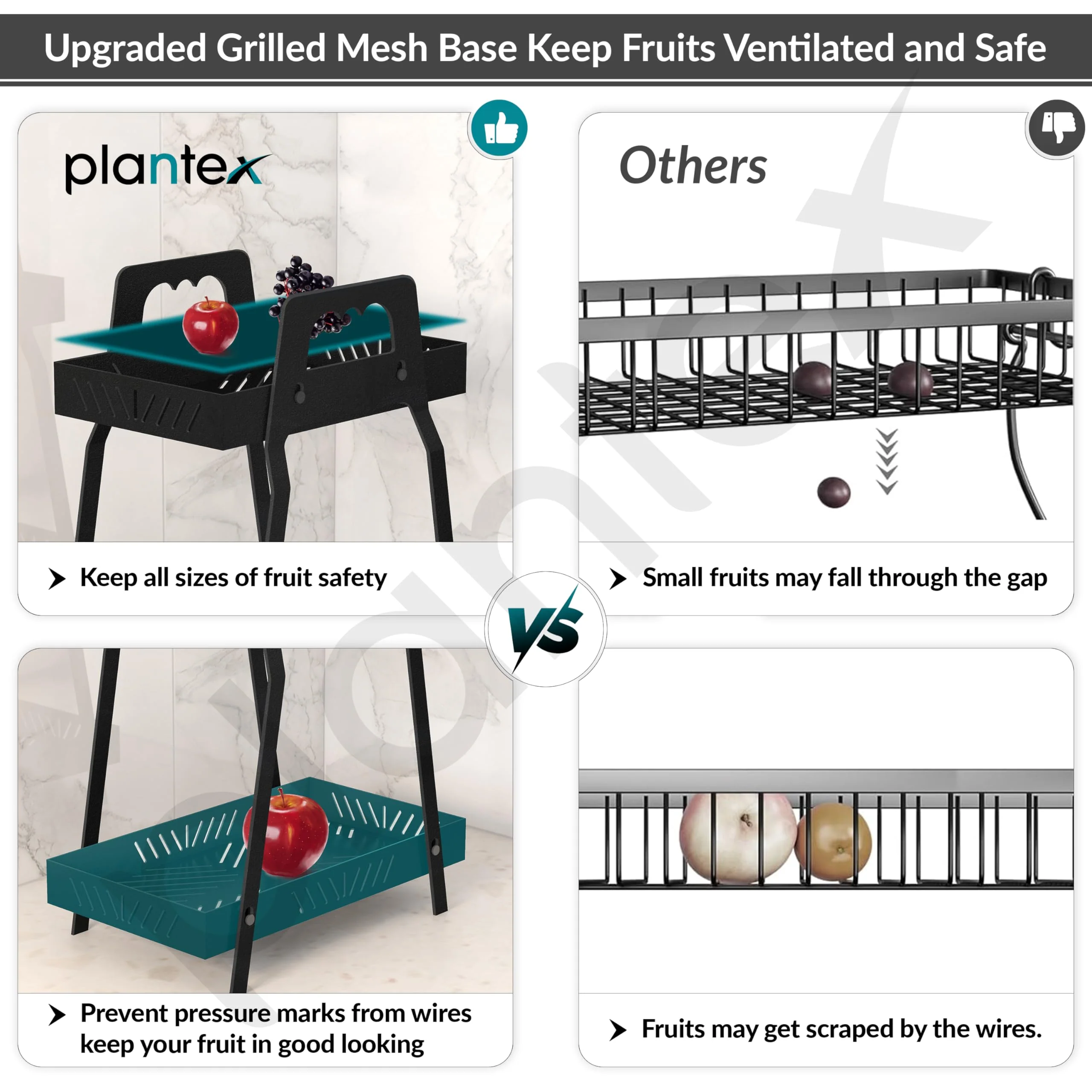 Plantex GI-Steel 2 Tier Shelf/Multipurpose Rack/Storage Rack for Kitchen/Fruit & Vegetable Basket for Kitchen - Pack of 1, (Black) - Image 4