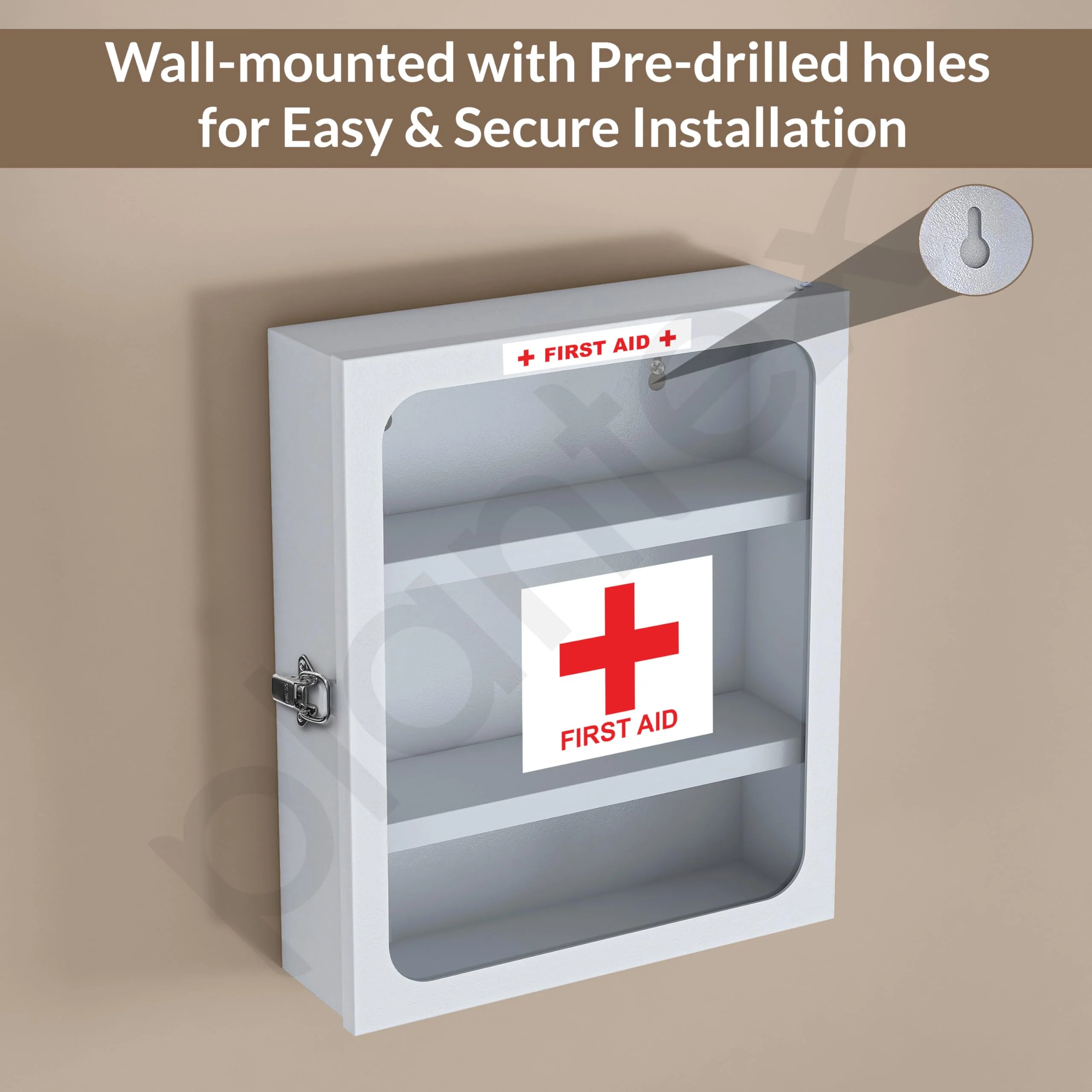 Plantex GI Steel First Aid Box Empty/Medicine Box for Home/Emergency Medical Box for Medicine Storage for School, Office, Factories with Multi Compartments & Clip Lock - Wall Mountable (White) - Image 7