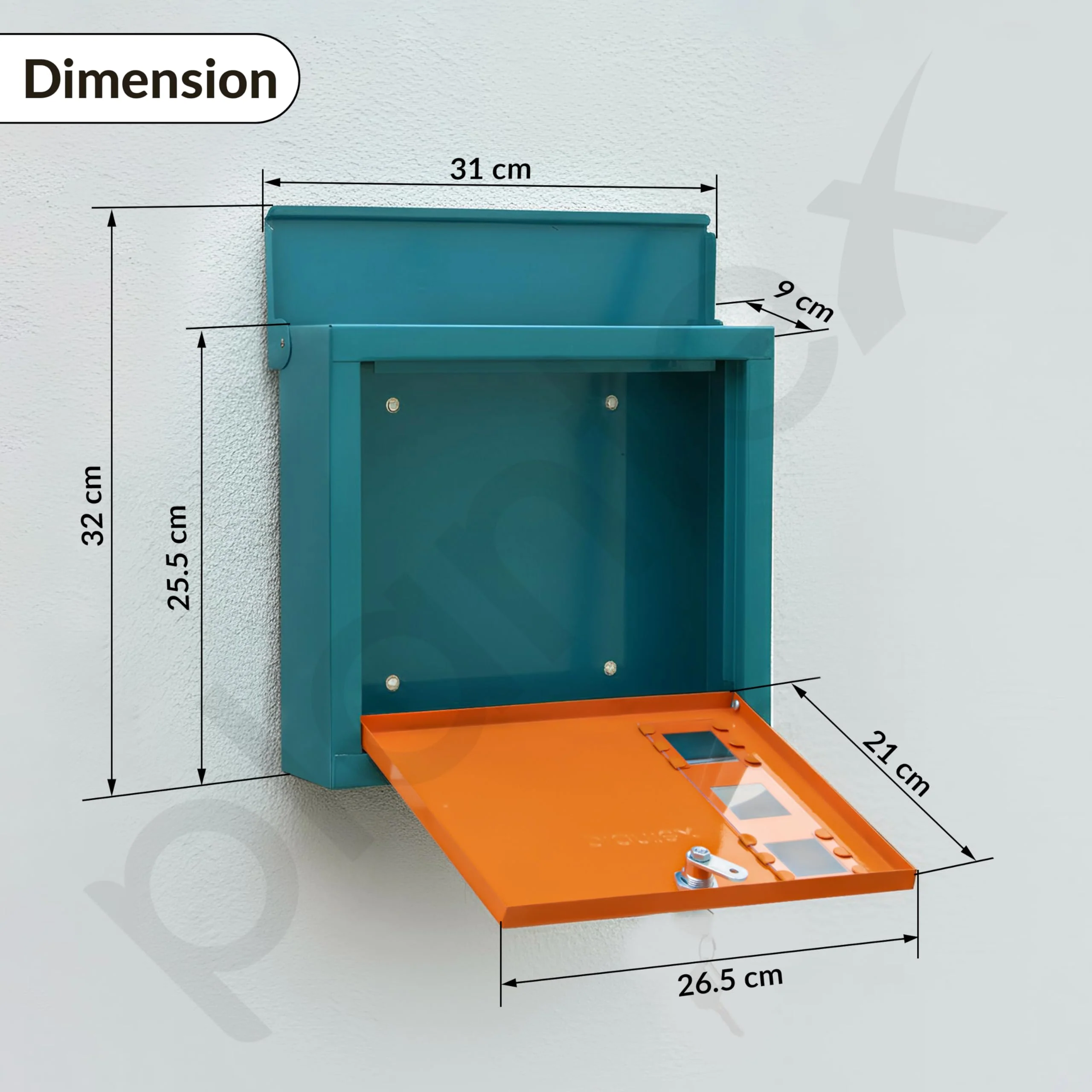 Plantex GI Steel Letter Box/Complaint Box/Small Suggestion Box for Office/Post Box for Home/Wall Mount Mail Box - (Green & Orange) - Image 3