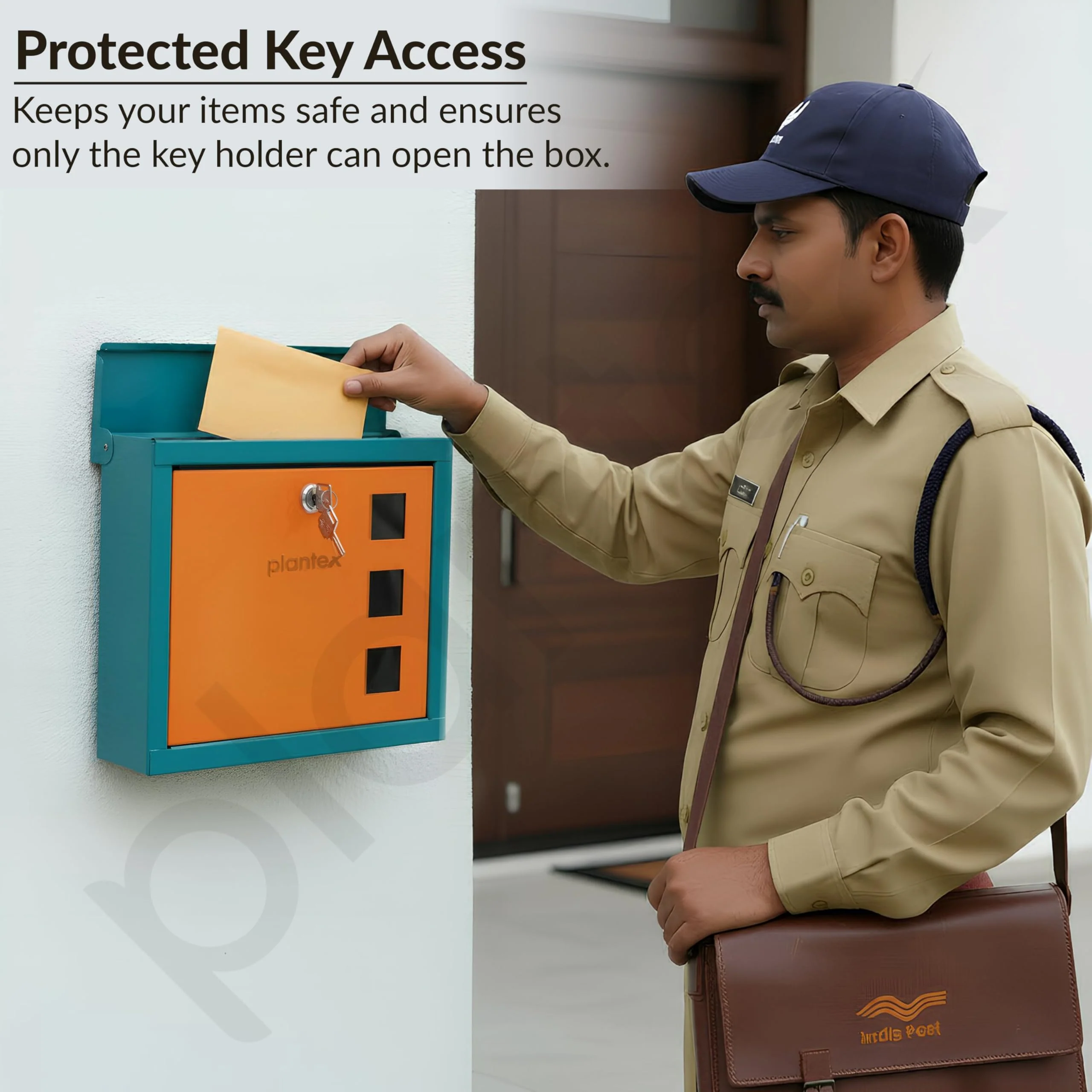 Plantex GI Steel Letter Box/Complaint Box/Small Suggestion Box for Office/Post Box for Home/Wall Mount Mail Box - (Green & Orange) - Image 6