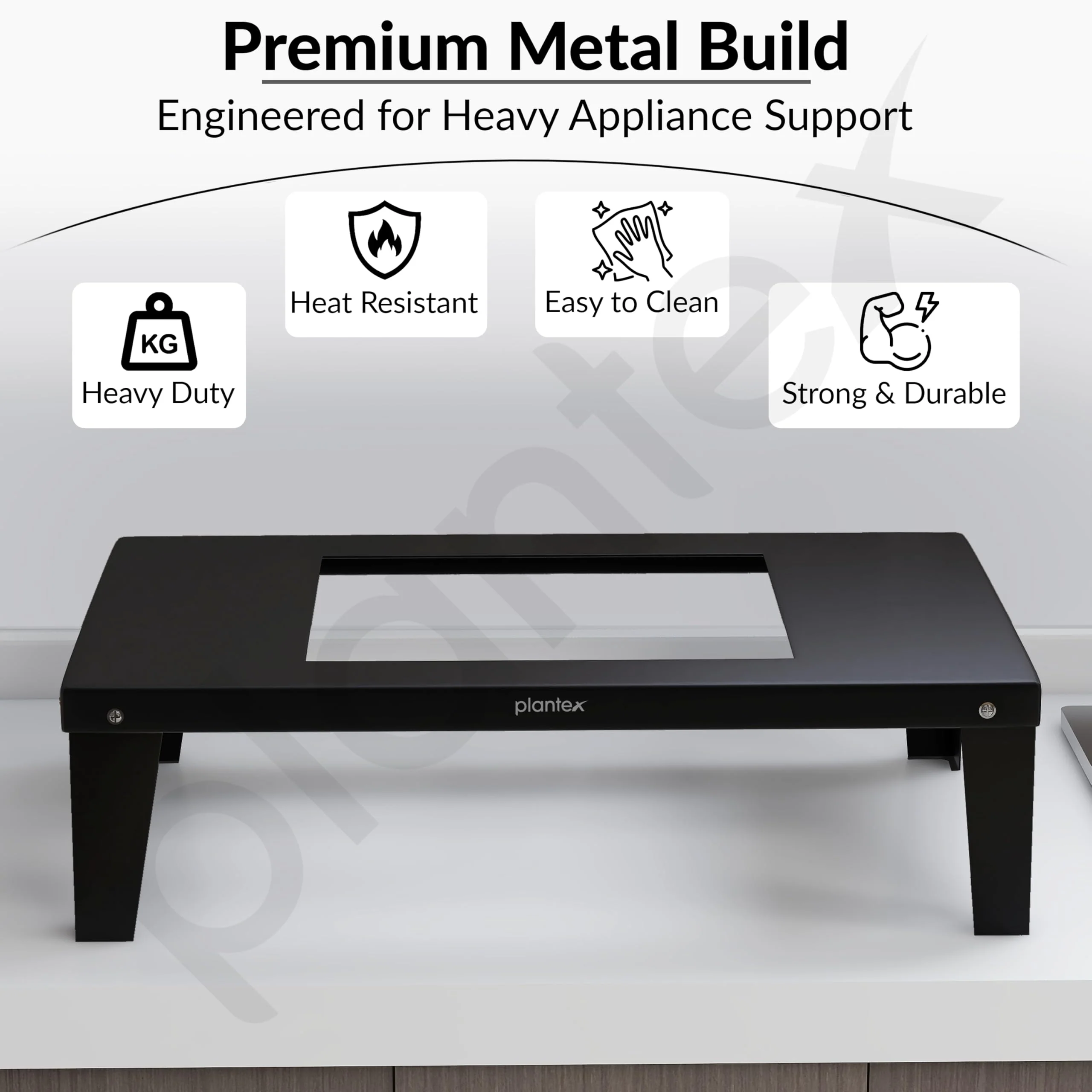 Plantex GI Steel Oven Stand/Microwave Stand for Kitchen Platform/Easy to Screw-Fit & Assemble OTG Rack/Kitchen Storage Shelf โ Metal (Black) - Image 2