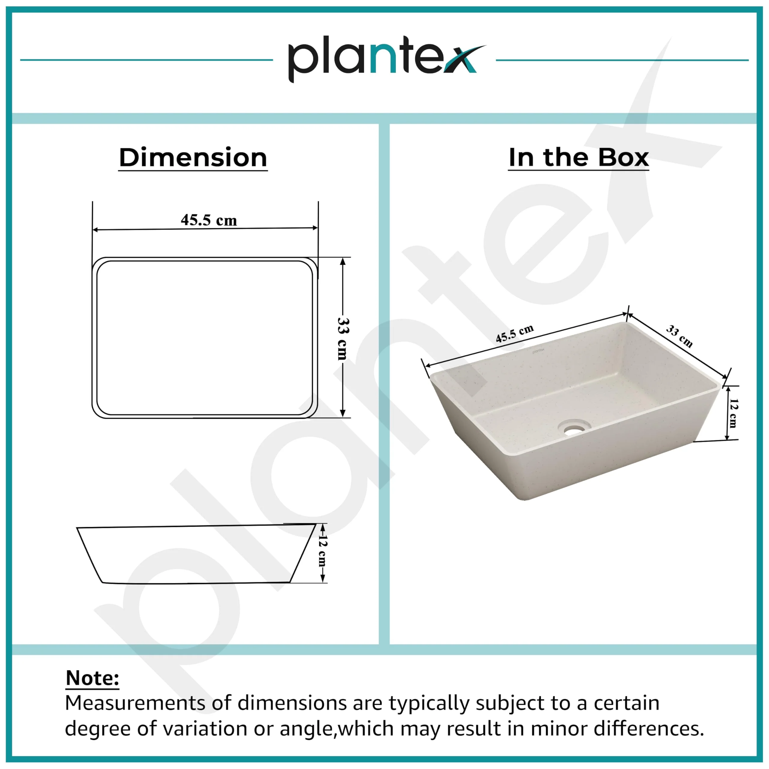 Plantex Granite Quartz Counter Top WashBasin for Bathroom/Rectangle Tabletop Wash Basin/Vessel Sink Wash Basin Over Counter for Home/Restaurant (Grey Stone - 18 x 13 x 5 Inch) - Image 3
