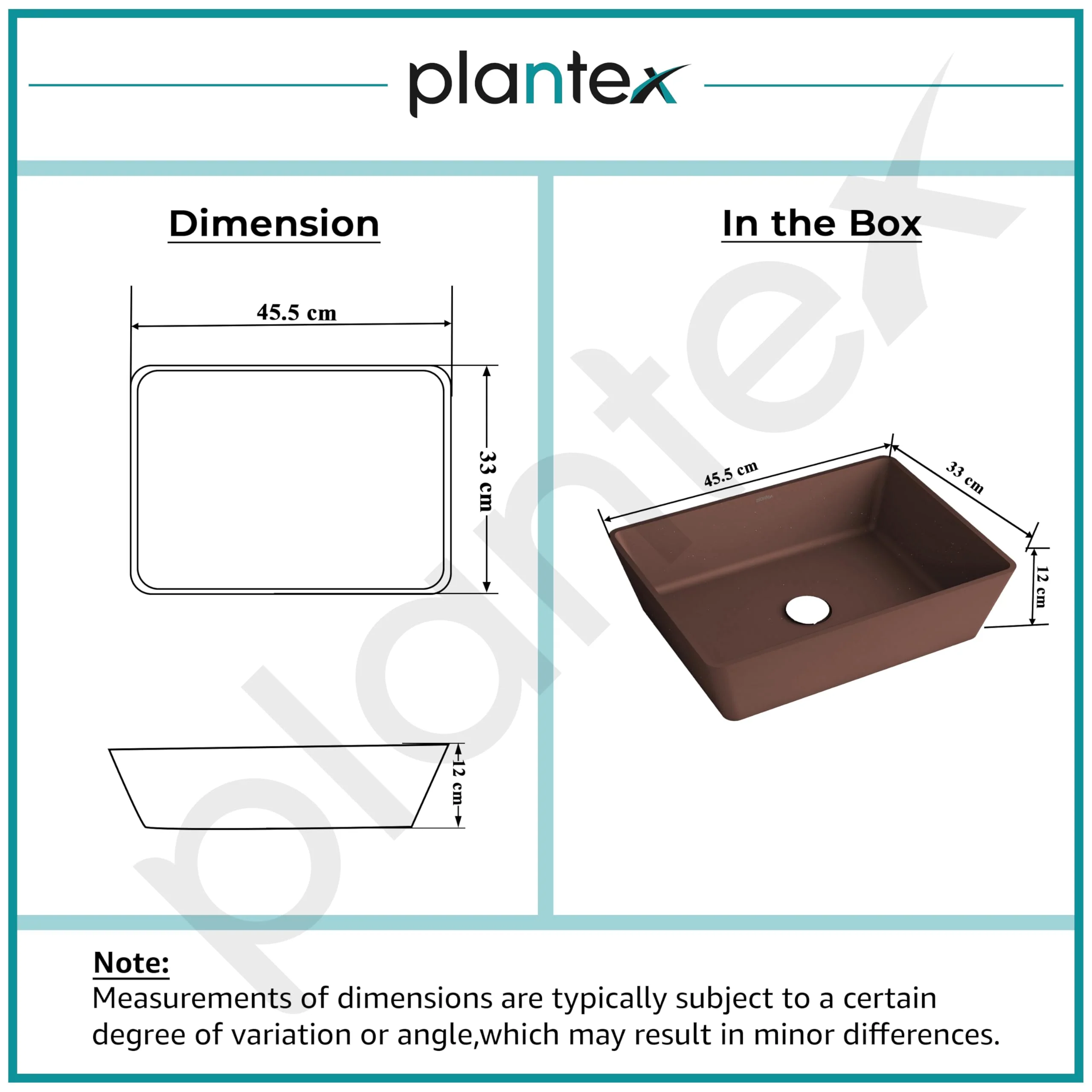 Plantex Granite Quartz Counter Top WashBasin/Rectangle Tabletop Wash Basin/Vessel Sink Wash Basin Over Counter for Home/Restaurant (Brown - 18 x 13 x 5 Inch) - Image 3