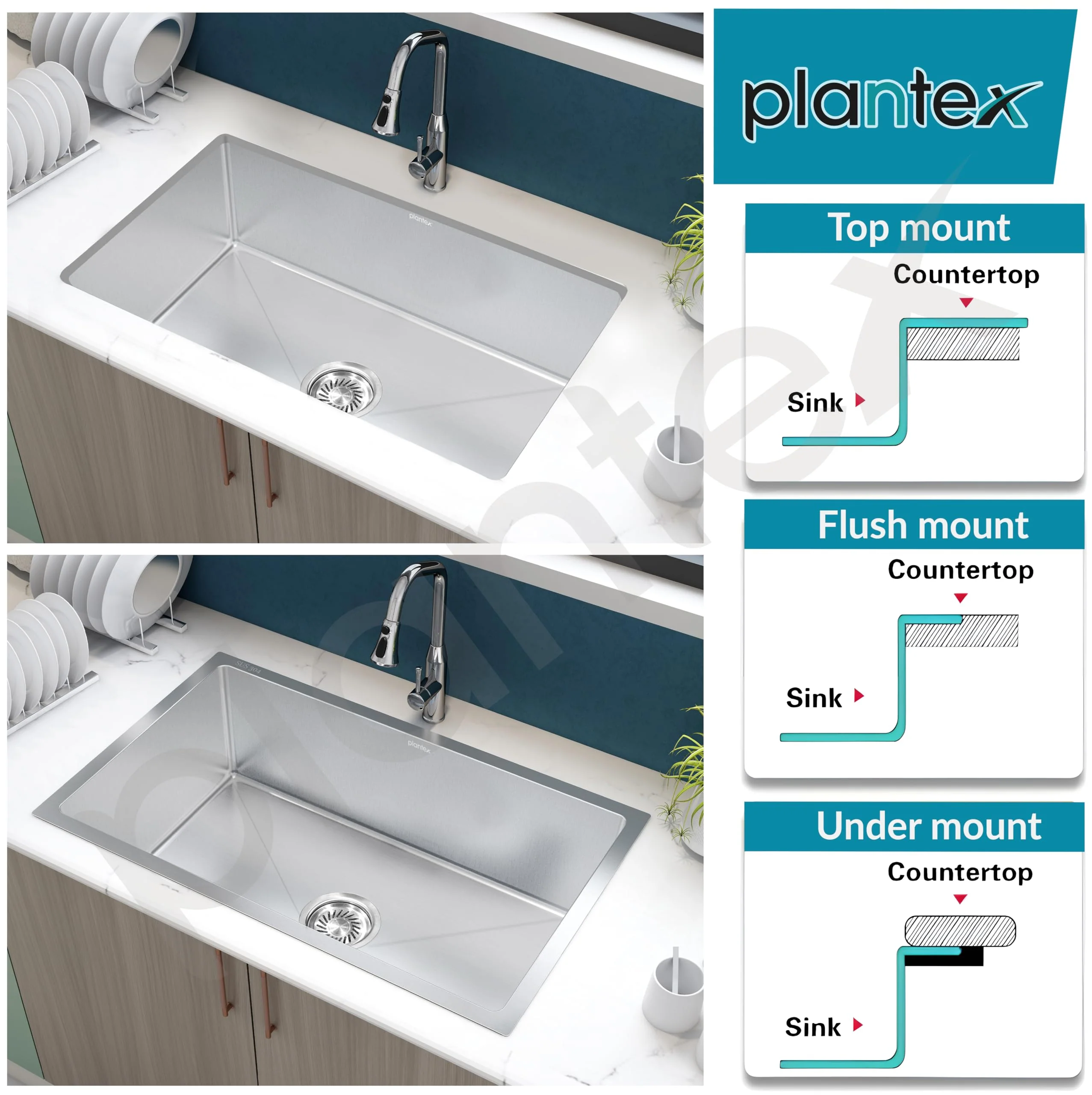 Plantex Guranteed 304 Grade Stainless Steel Kitchen Sink/Sink For Kitchen with 7 Years of Warranty by Plantex/Single Bowl Sink with All Fittings & Drain Rack Included (Silver Matt - 30x18 Inches) - Image 7