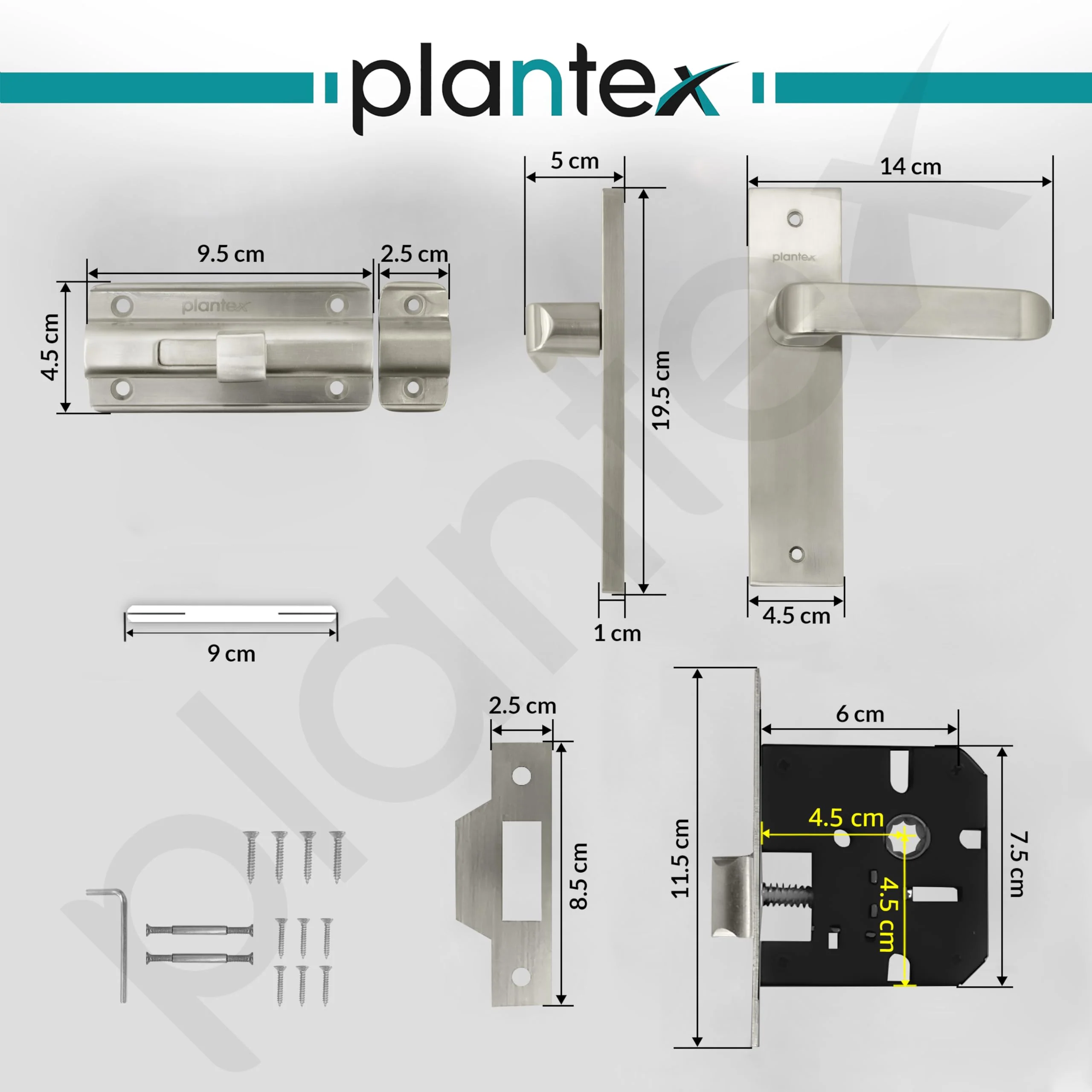 Plantex Heavy Dut Bathroom Door Lock/Mortise 8inch Keyless Plate Handle Set for Home/Bathroom/Store Room/Balcony/Office with Baby Latch (8110, Matt) - Image 5