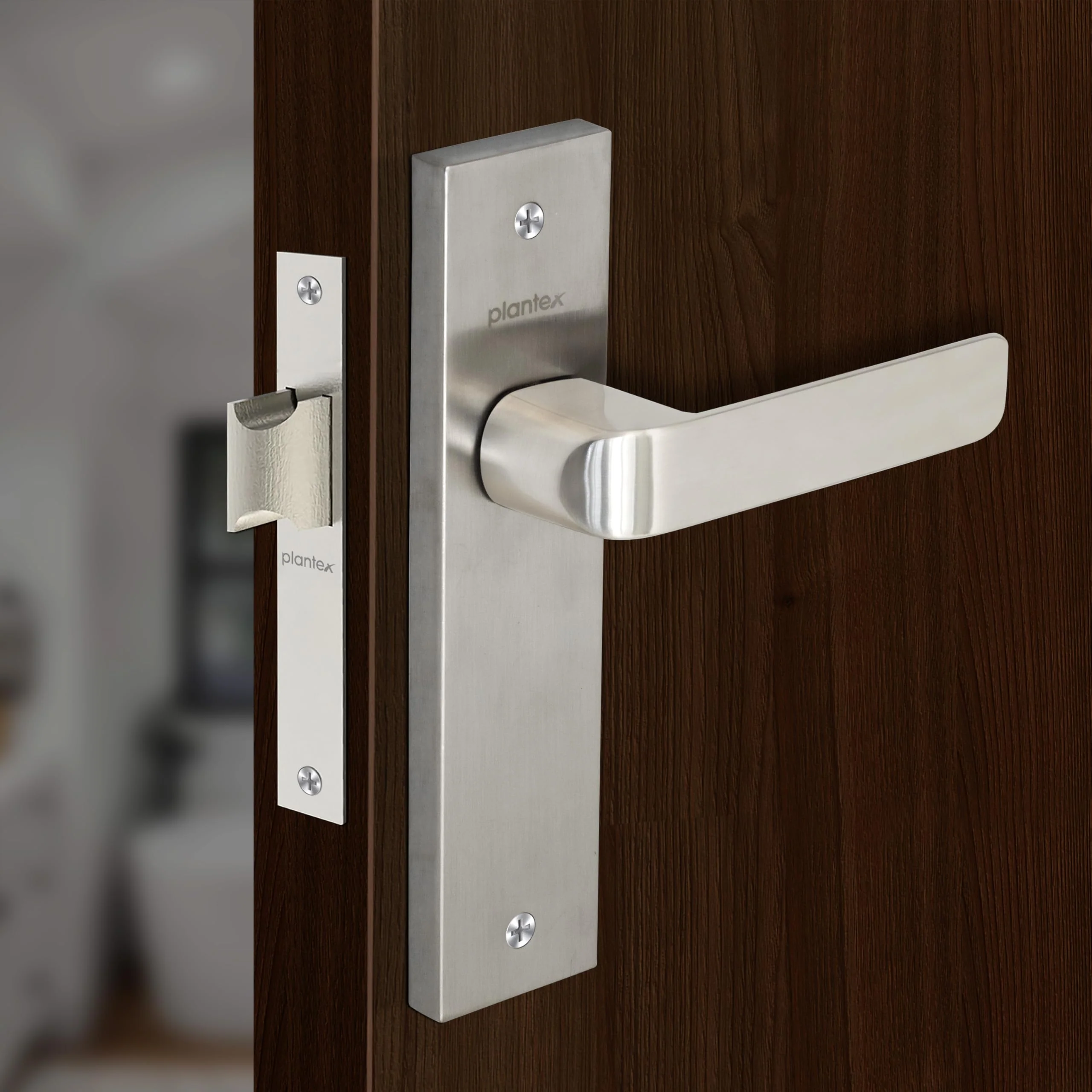 Plantex Heavy Dut Bathroom Door Lock/Mortise 8inch Keyless Plate Handle Set for Home/Bathroom/Store Room/Balcony/Office with Baby Latch (8110, Matt) - Image 6