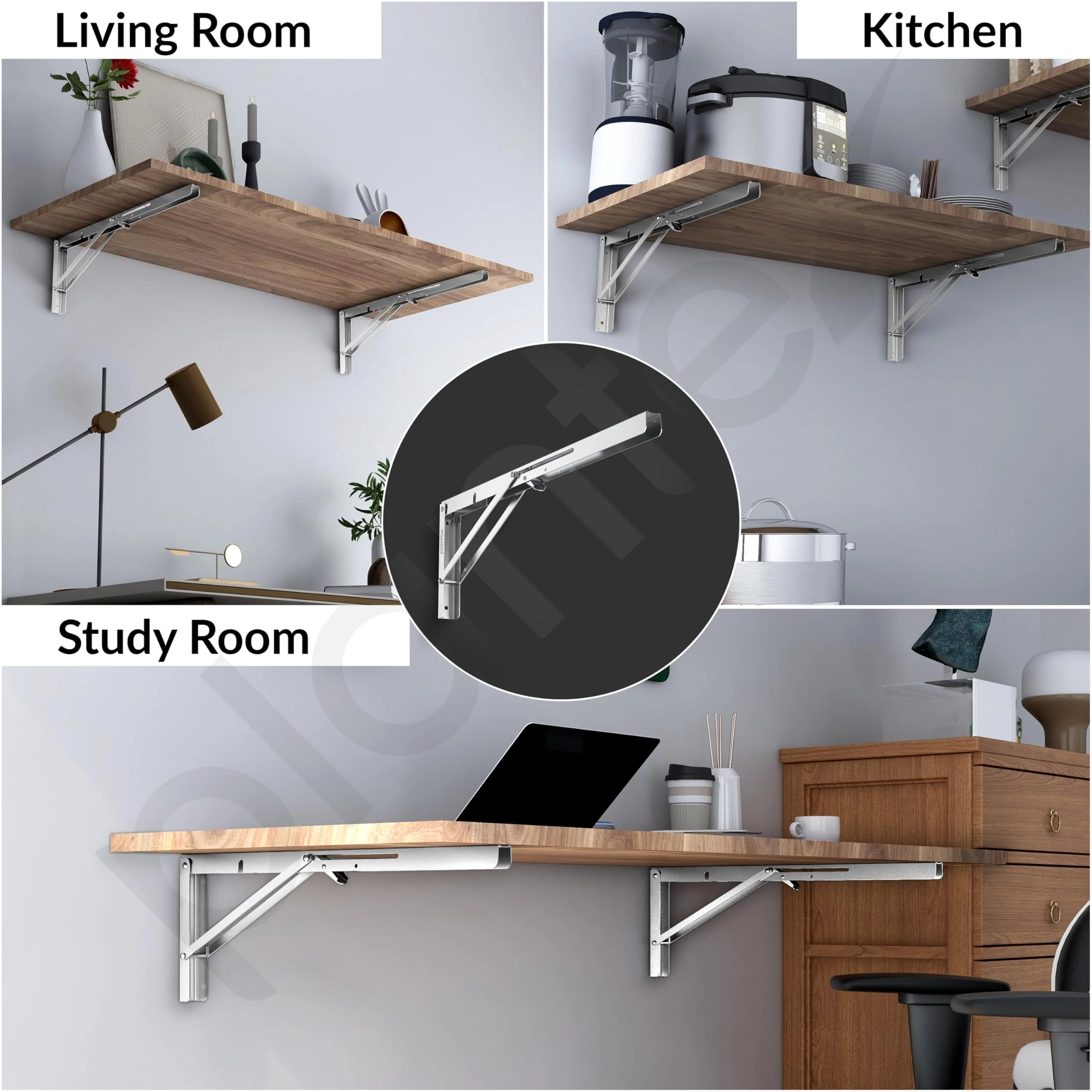 Plantex Heavy Duty 20 Inch Foldable Shelf Bracket/Stainless Steel Multipurpose Bracket/L Bracket/Space Saving Bracket for Wall/Folding Table Bracket for Home & Office (Pack of 2, Chrome) - Image 5