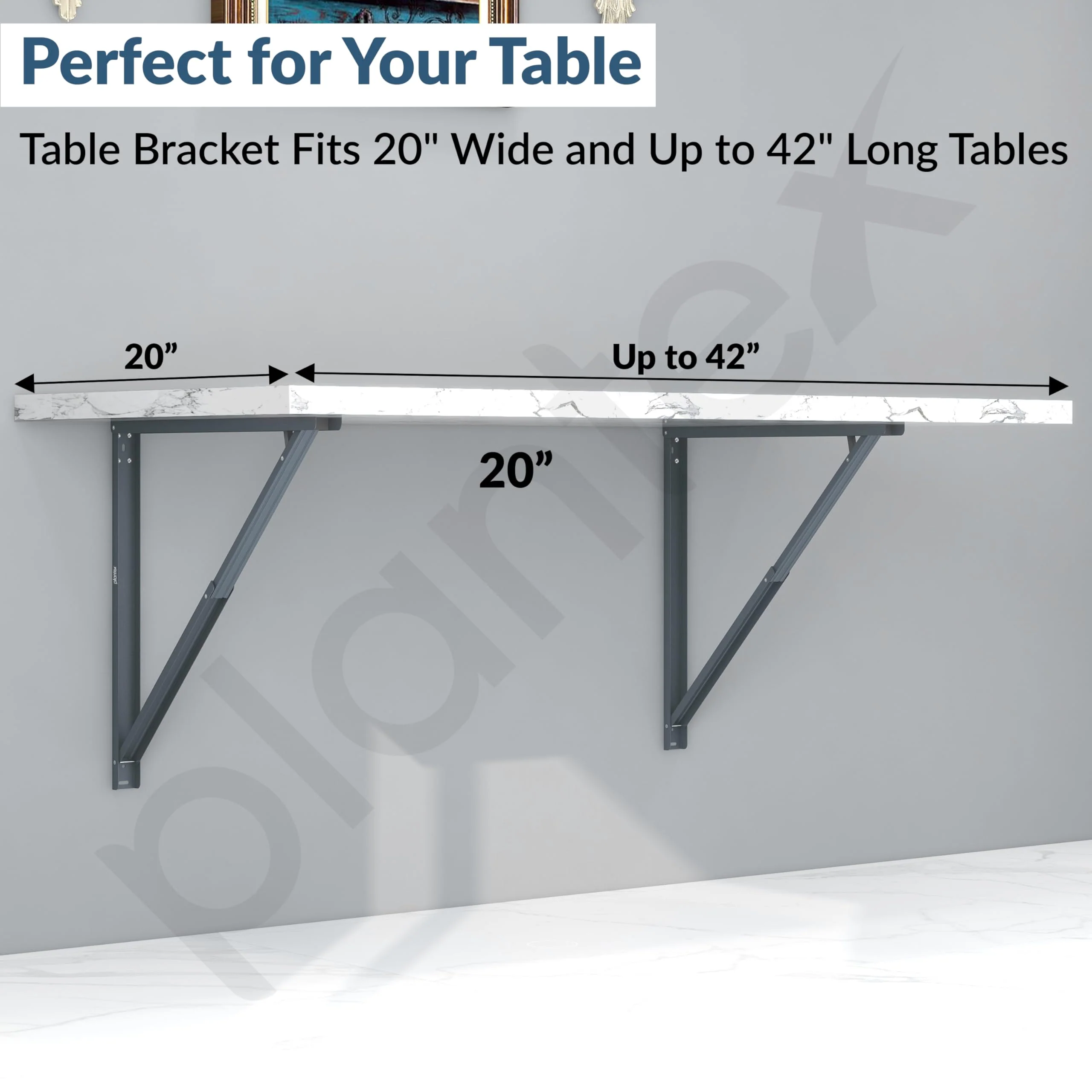 Plantex Heavy Duty 20 Inch Foldable Table Bracket/GI Steel Multipurpose Shelf Bracket/Space Saving Wall Bracket/Folding Bracket for Home & Office - Pair of 1 (Grey) - Image 7